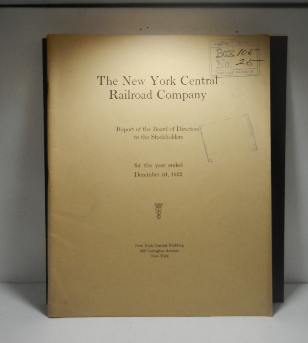 Vintage Map New York Central Railroad Co 1922 Stockholders Report Rare Lehigh RR