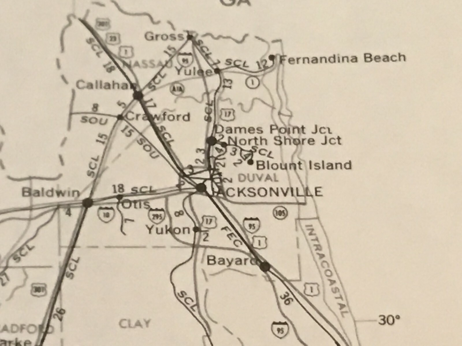 Vintage 1975 Florida Transportation Map●Federal Railroad Administration●11″x17″