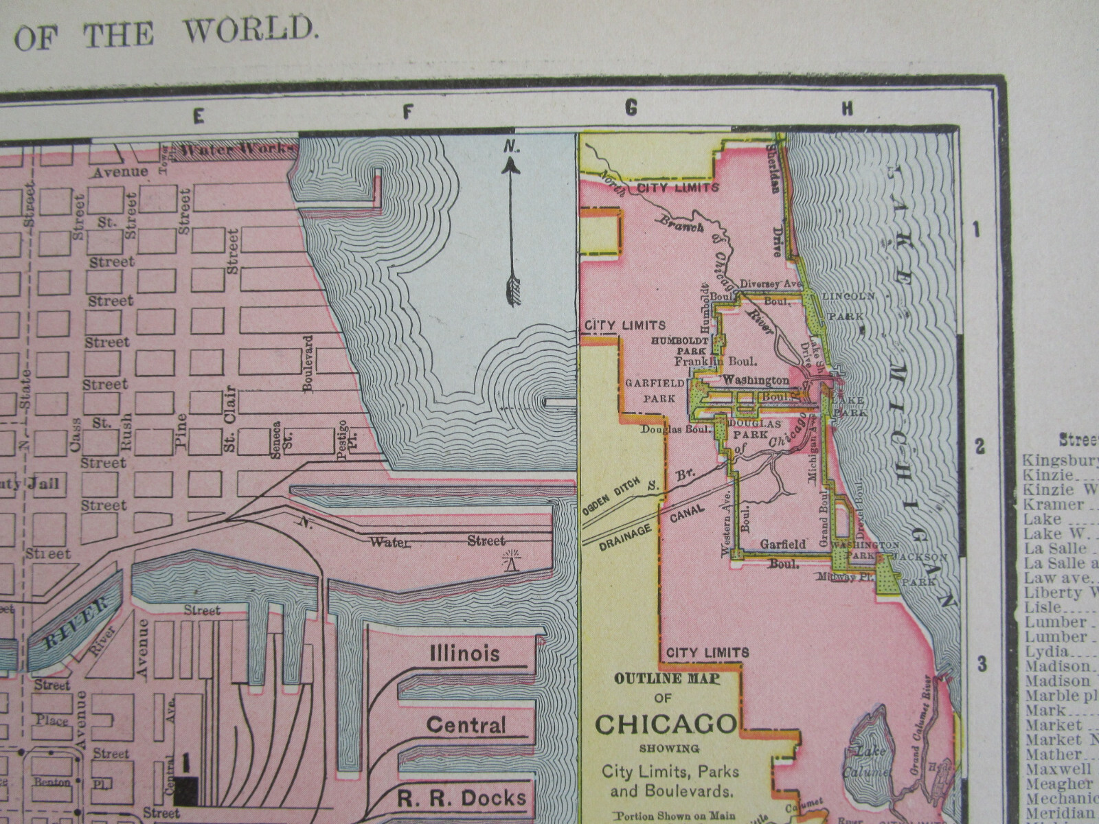 IL 1905 DATED CHICAGO Map McNally RAILROAD DEPOTS STREET LINES or ILLINOIS State