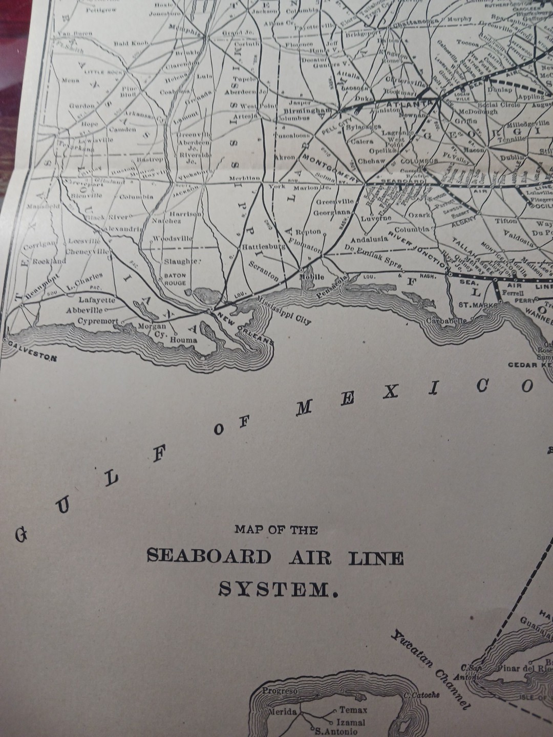 1905 Train Route Map SEABOARD AIR LINE SYSTEM railroad Stations Depot 11″x9″