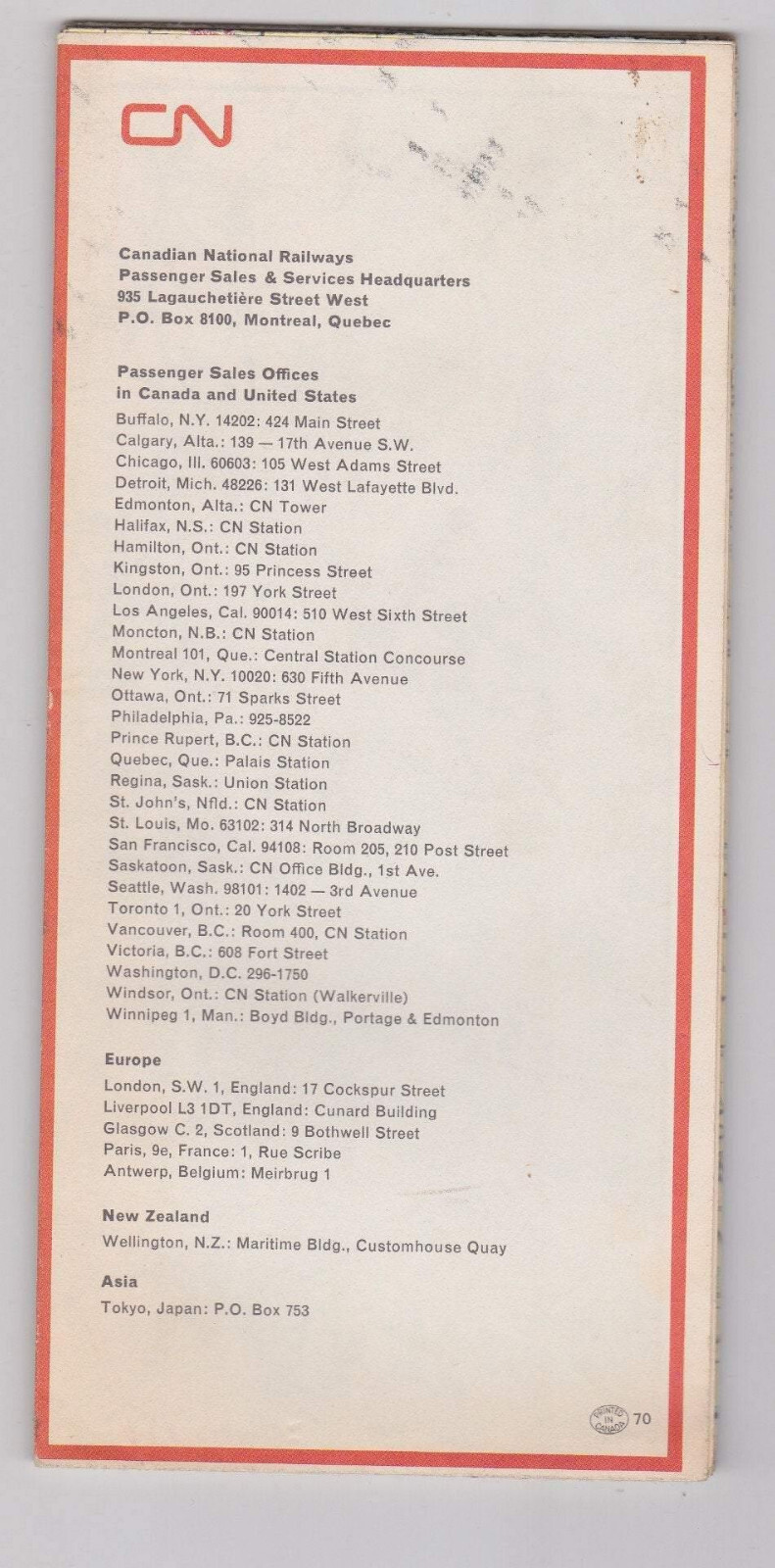 CN Across Canada 1969 Canadian National Railways Railroad Map Brochure