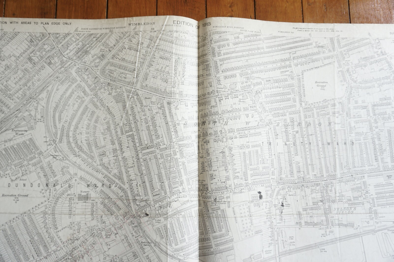 1913 Dundonald South Wimbledon Merton LSWR LBSCR Railway OS Map