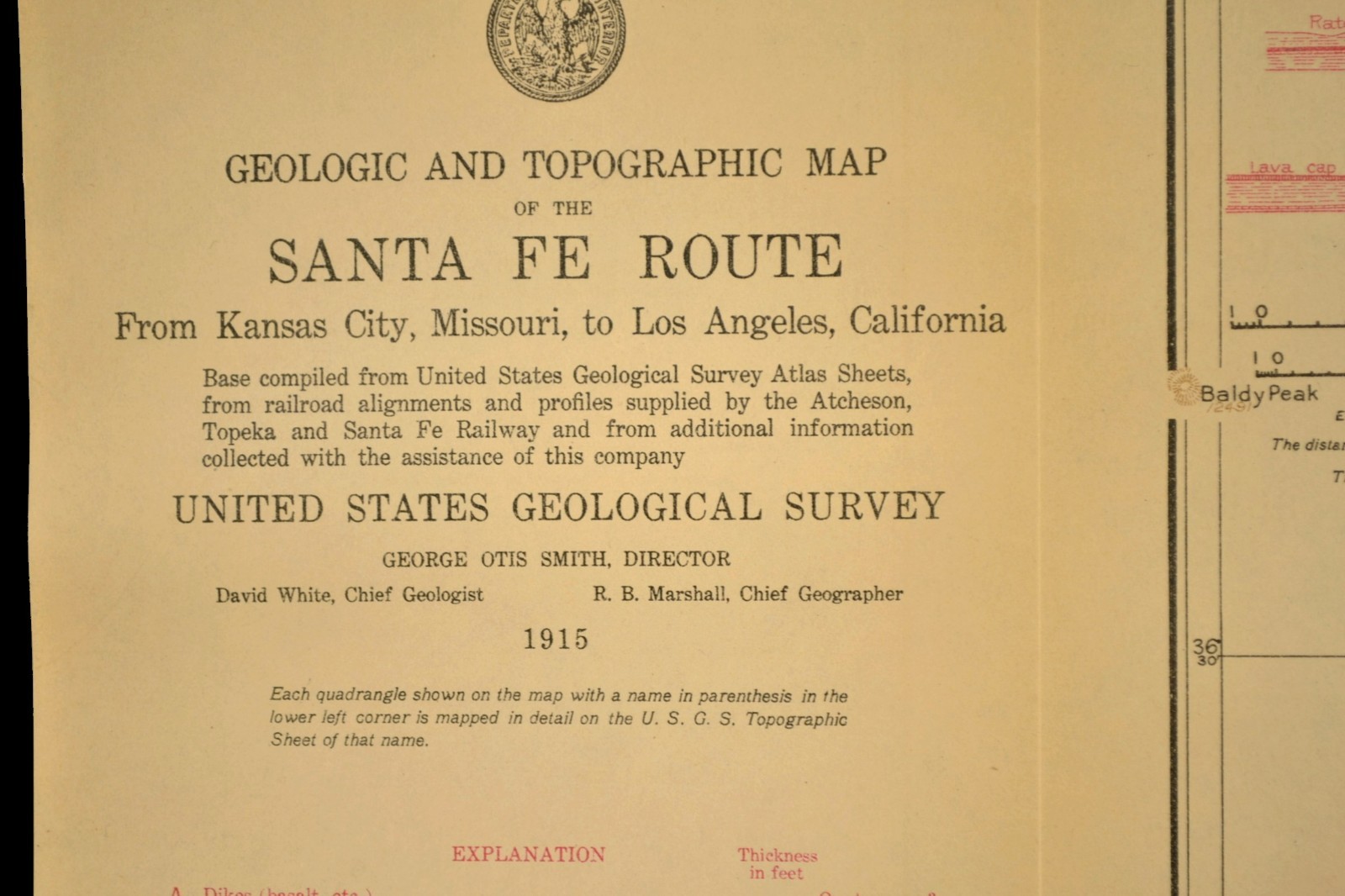 1915 Antique Santa Fe Railroad Map Line Rayado New Mexico Cimarron NM Geological