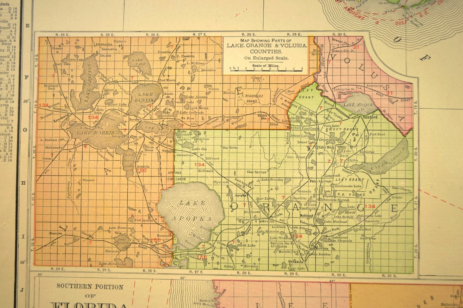 1911 Florida Railroad Map ORIGINAL Atlas Florida East Coast Railway DATED