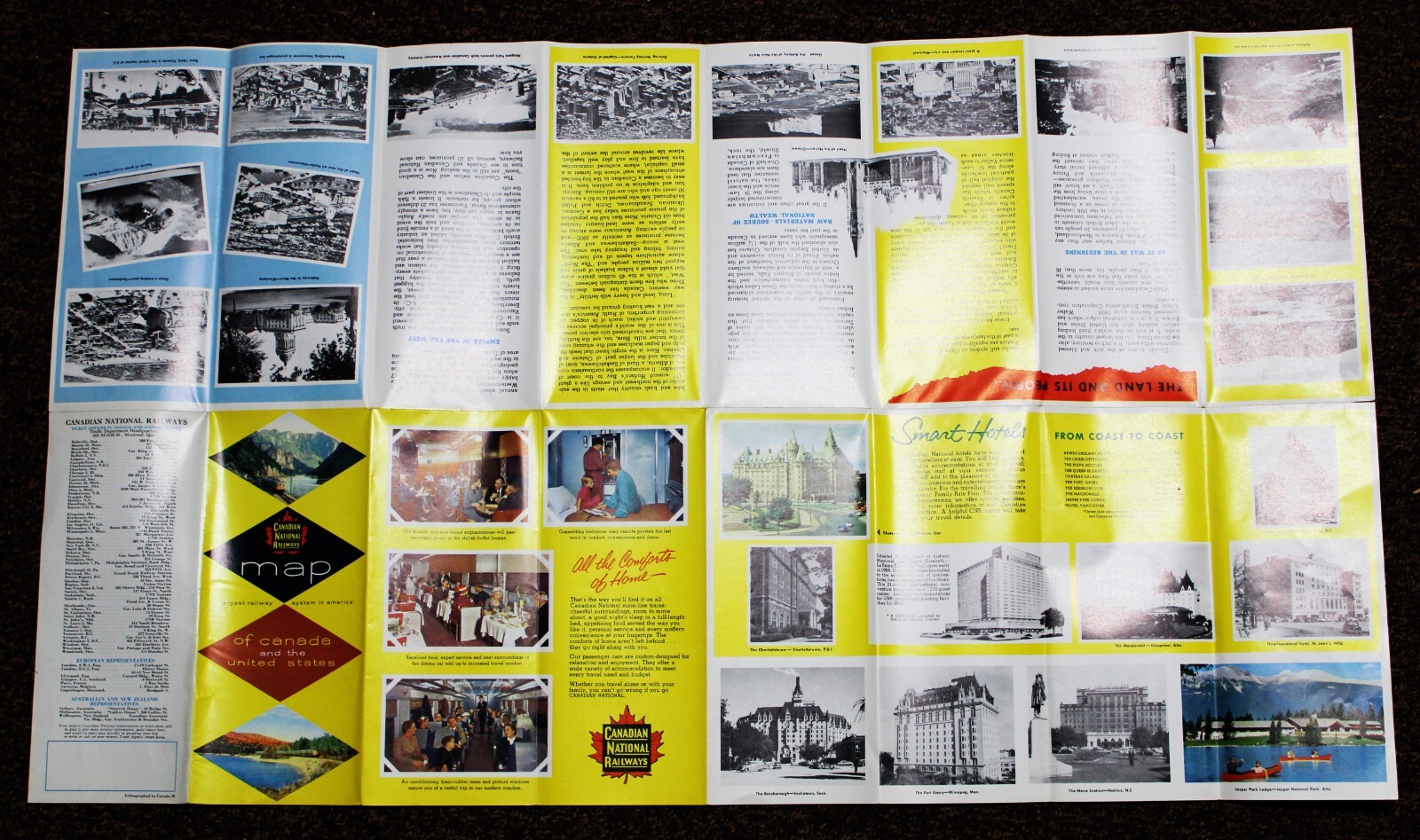 CN CANADIAN NATIONAL RAILWAYS MAP OF CANADA & USA SOUVENIR BROCHURE GUIDE 1958