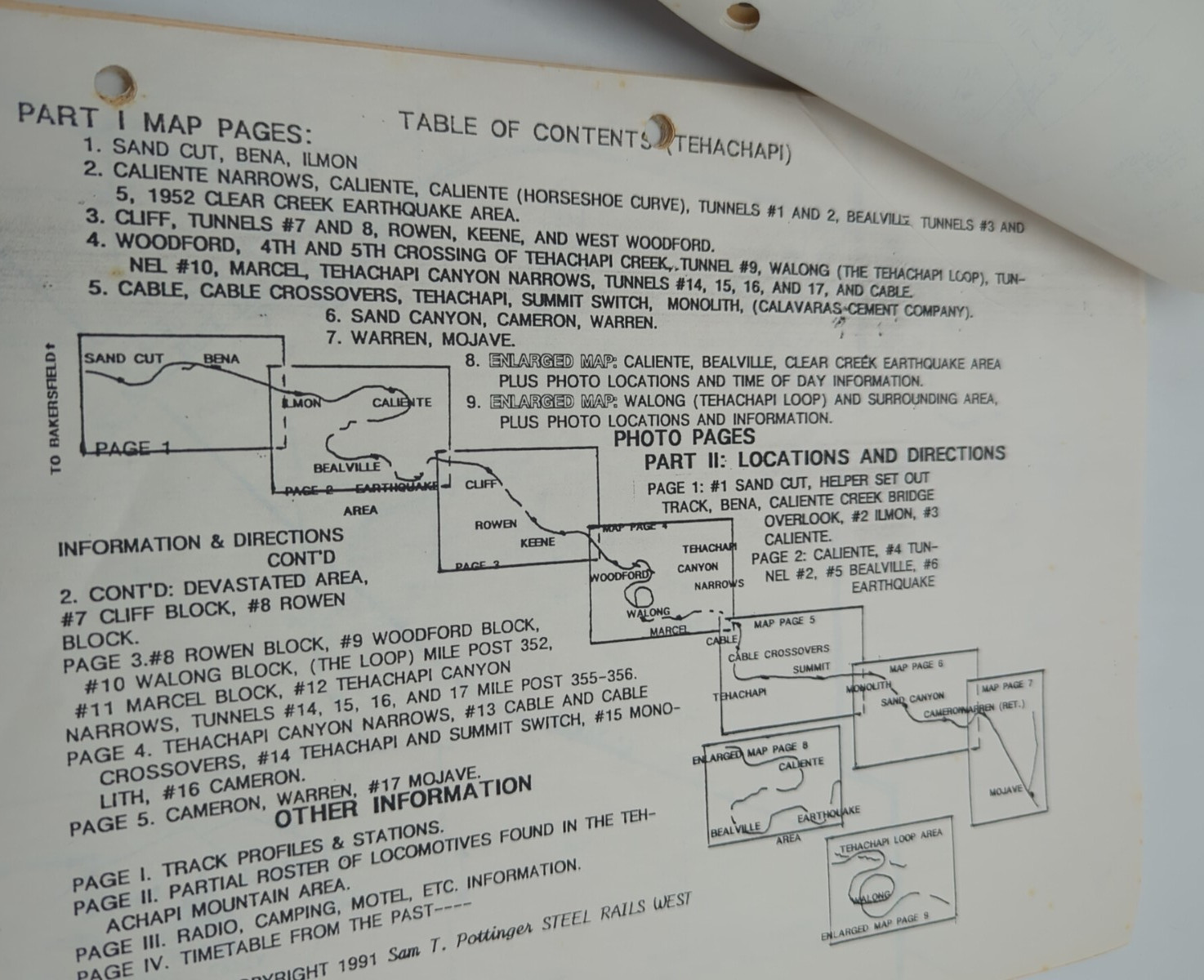 TEHACHAPI 1991 Rail Map and Guide – Sam Pottinger Steel Rails West