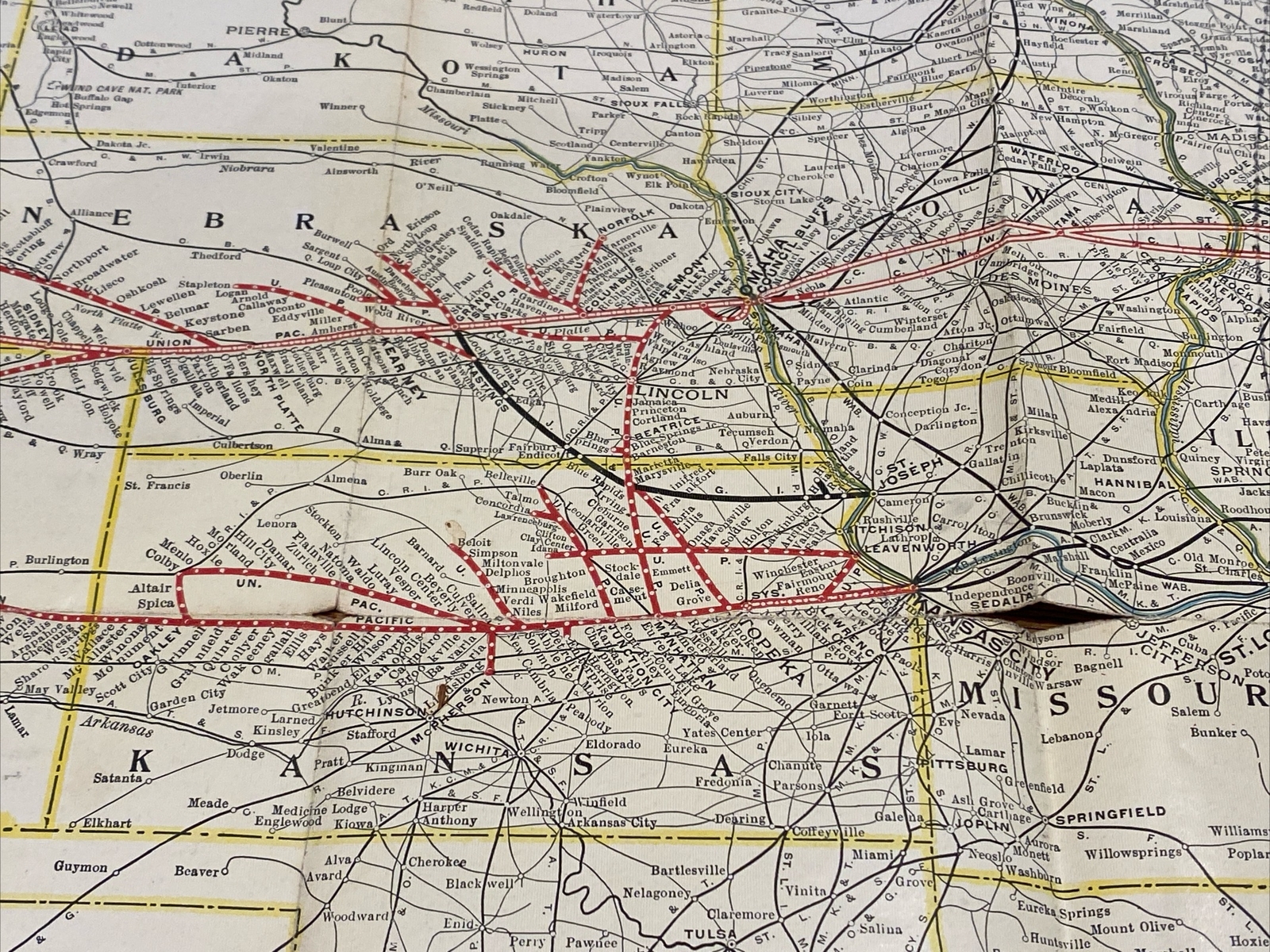 Vintage Union Pacific System Overland Route Railroad Train Map United States