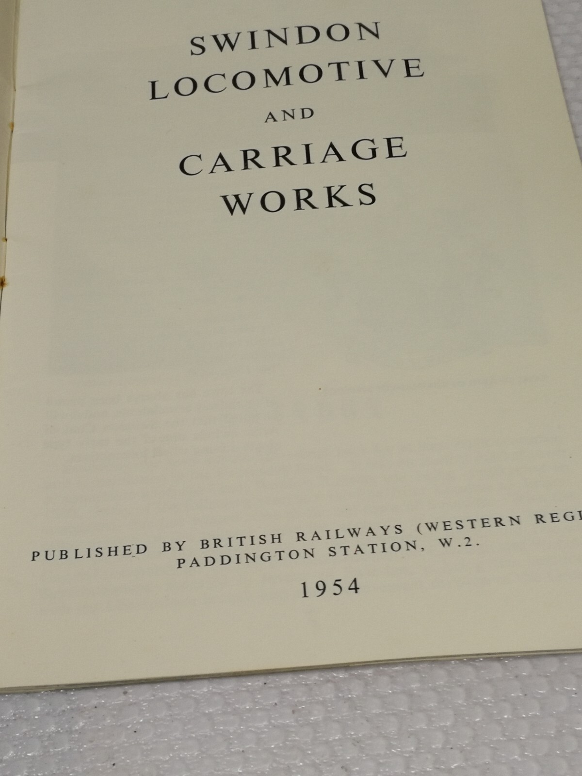 Swindon railway works western region guide book