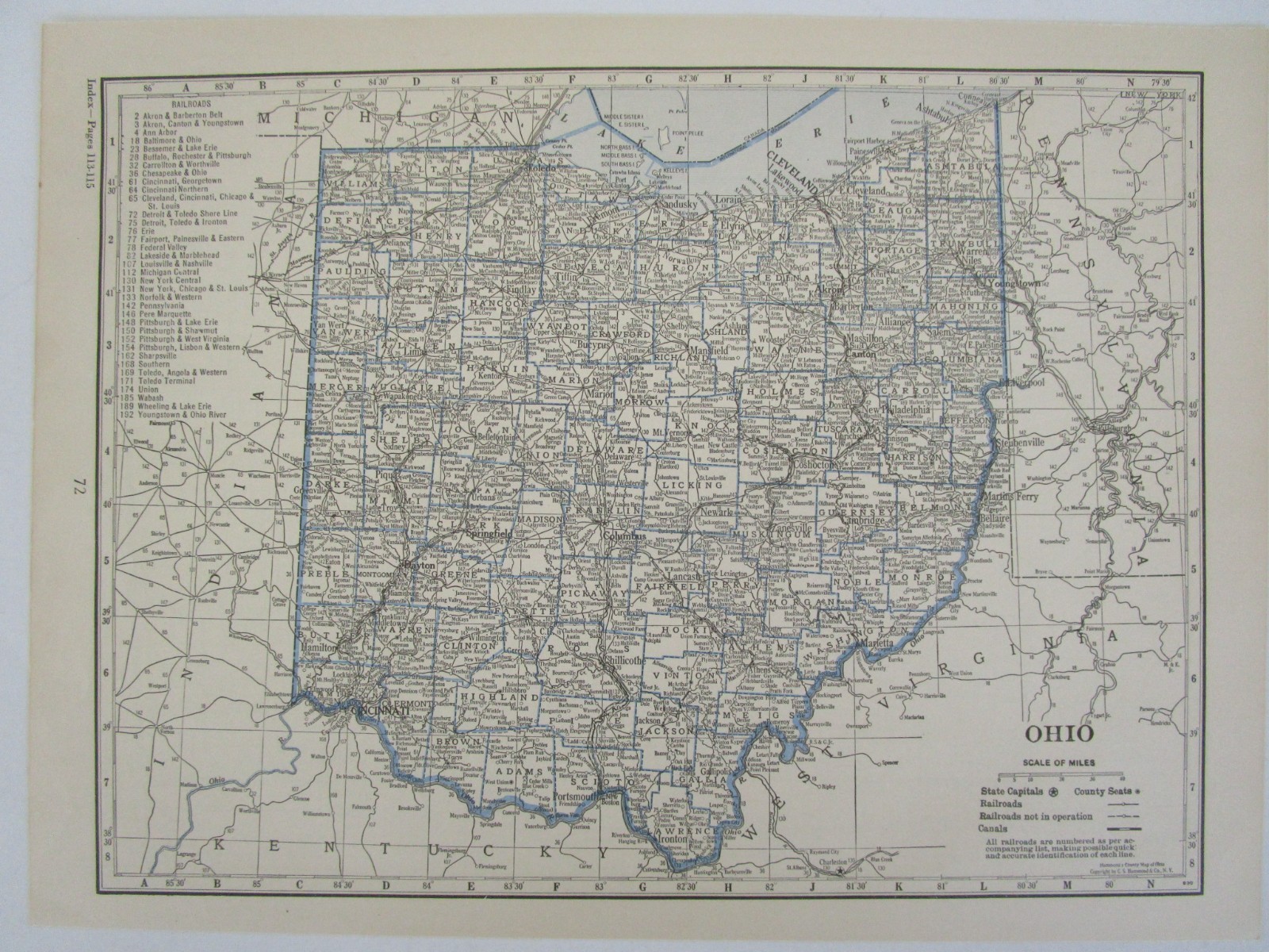 ND OH GREAT DEPRESSION ERA 1931 NORTH DAKOTA RAILROAD Map. C&NW SOO NP ~or~ OHIO