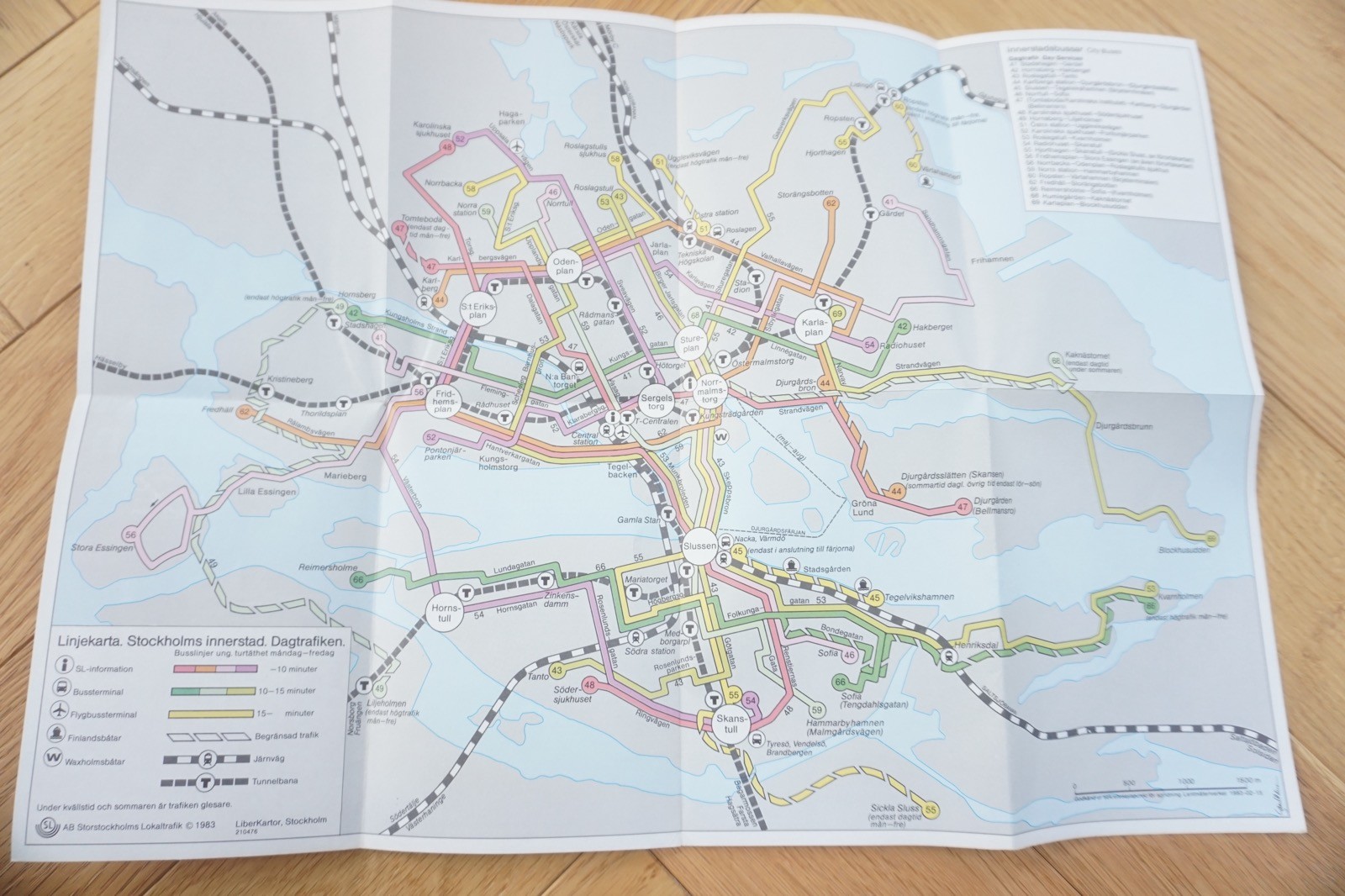 1983 Linkekartan Stockholm Sweden Bus Tram Railway Route Map
