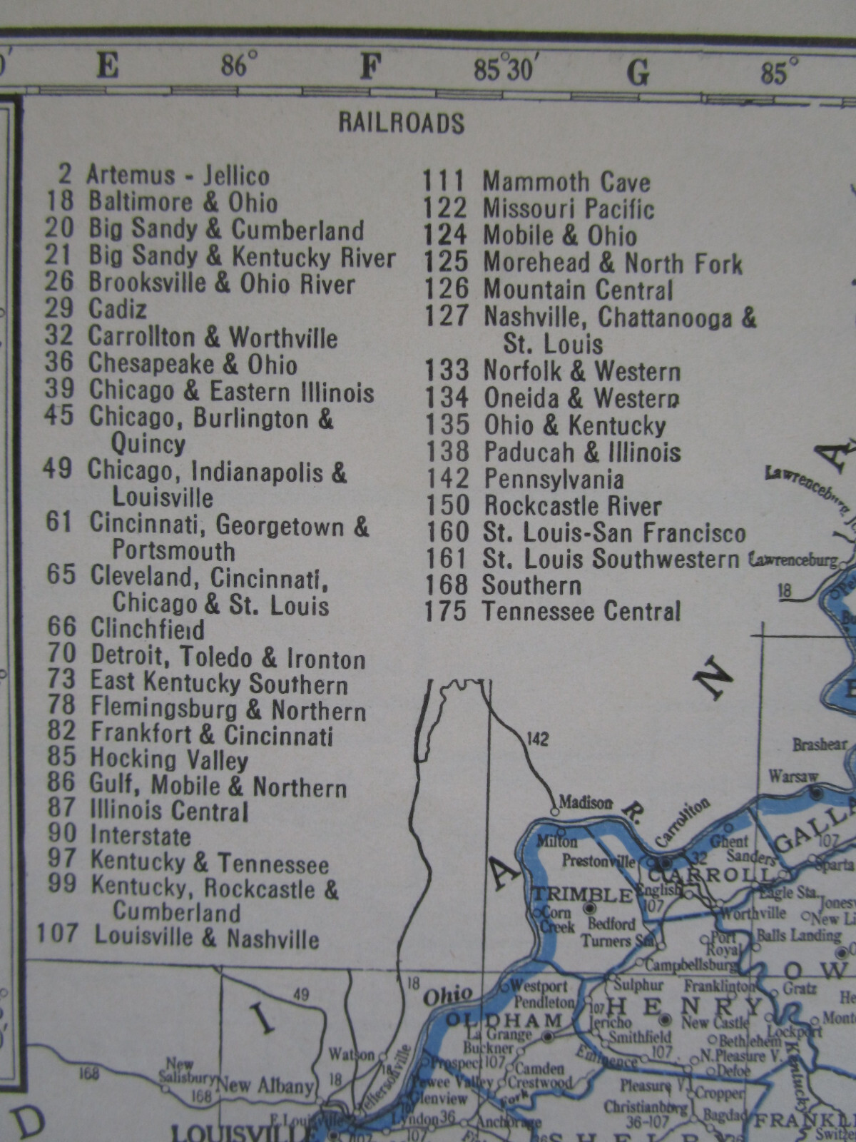 KS KY 1933 KANSAS RAILROAD Map LEAVENWORTH & TOPEKA RR ~or~ KENTUCKY Map. CADIZ