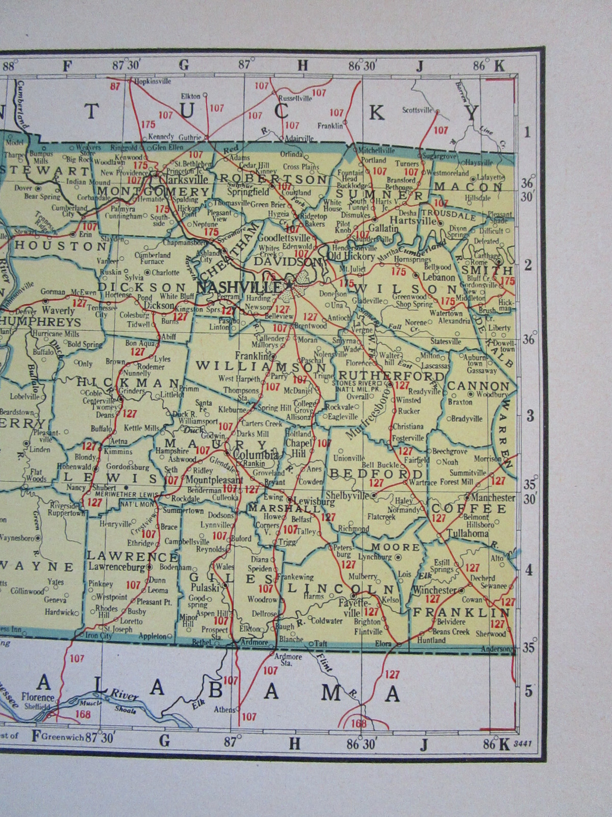 TN SD Vtg 1942 TENNESSEE RAILROAD Map. SMOKY MOUNTAIN RR ~or~ SOUTH DAKOTA