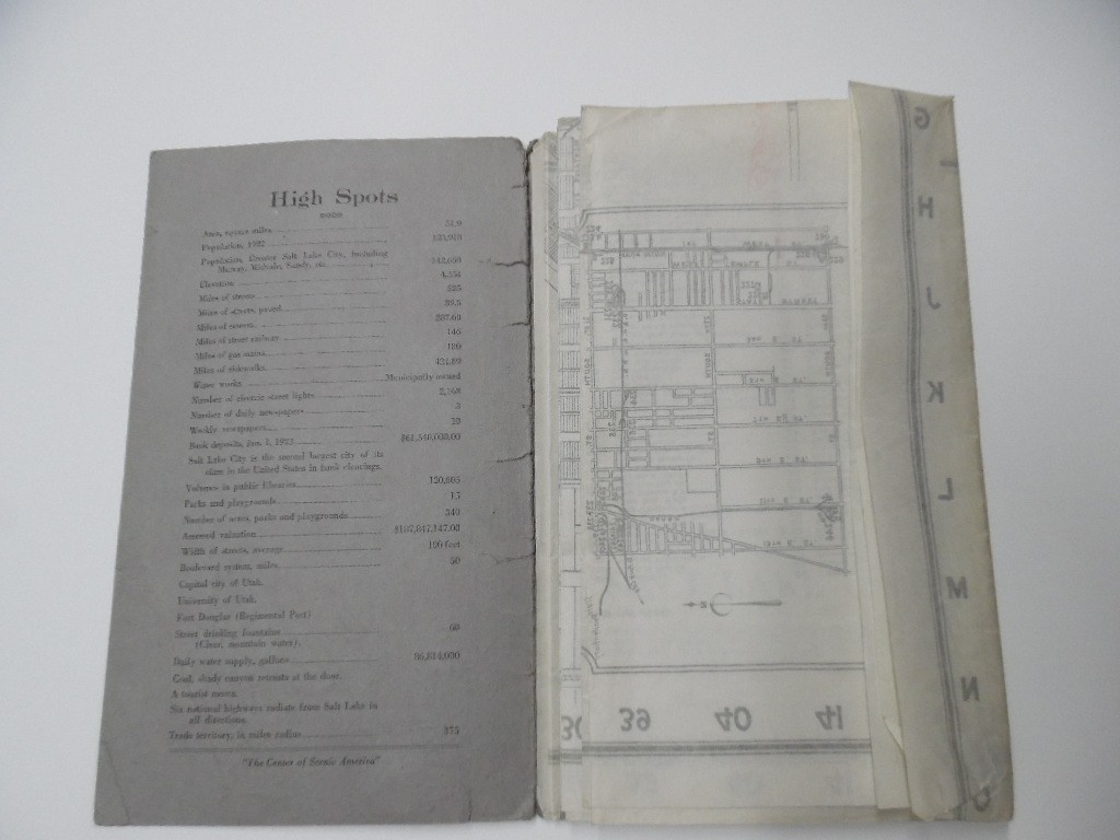 1923 Industrial and Railroad Map of Salt Lake City Utah Commerical Club Antique