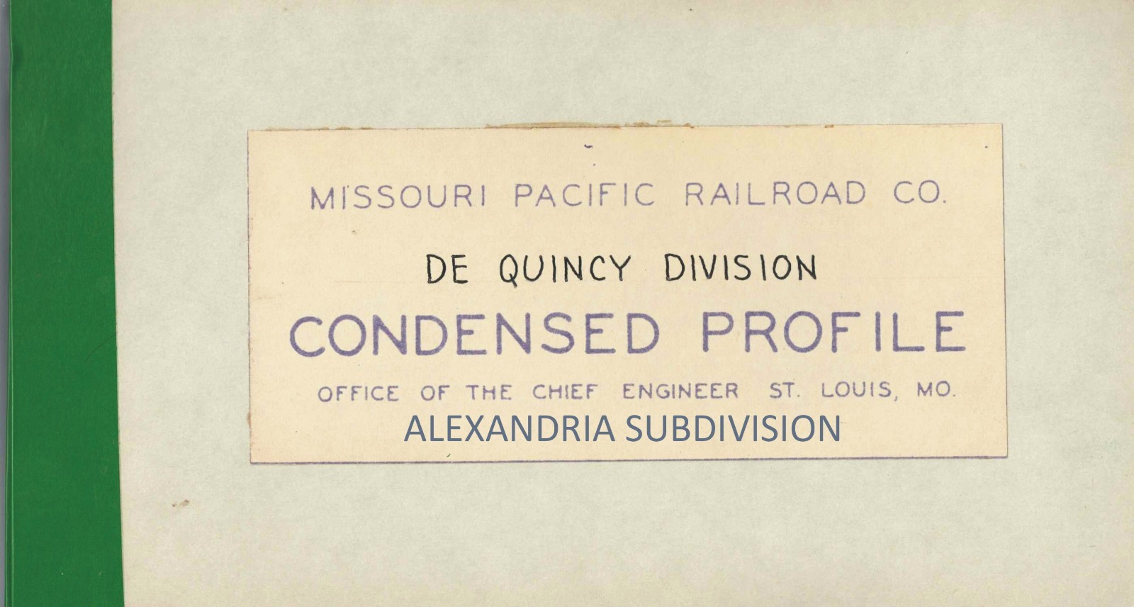 Missouri Pacific 1970 DeQuincy Div Alexandria Condensed Profile PDF Pages on DVD