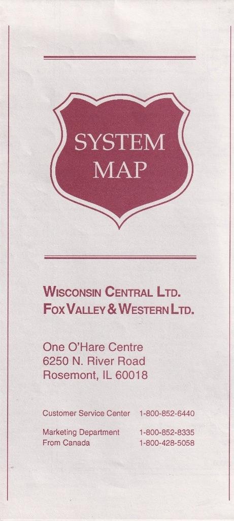 1993 Wisconsin Central Railway – Fox Valley & Western – railroad system map