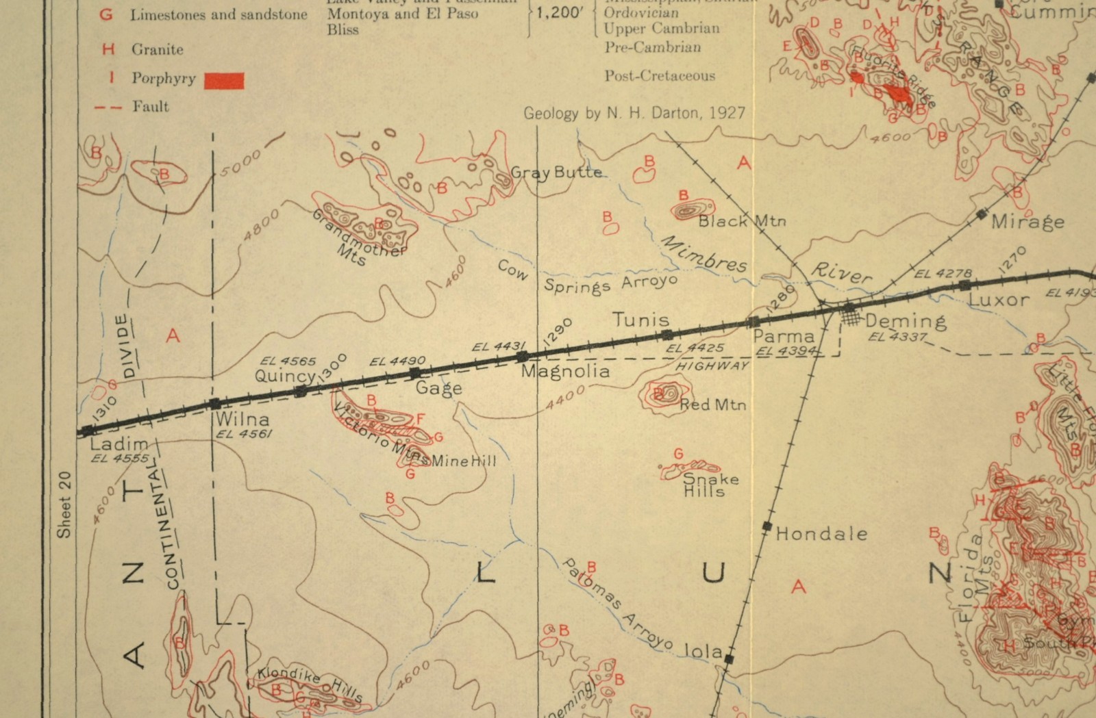Southern Pacific Railroad Map Deming New Mexico Fort Cummings Florida Mountains