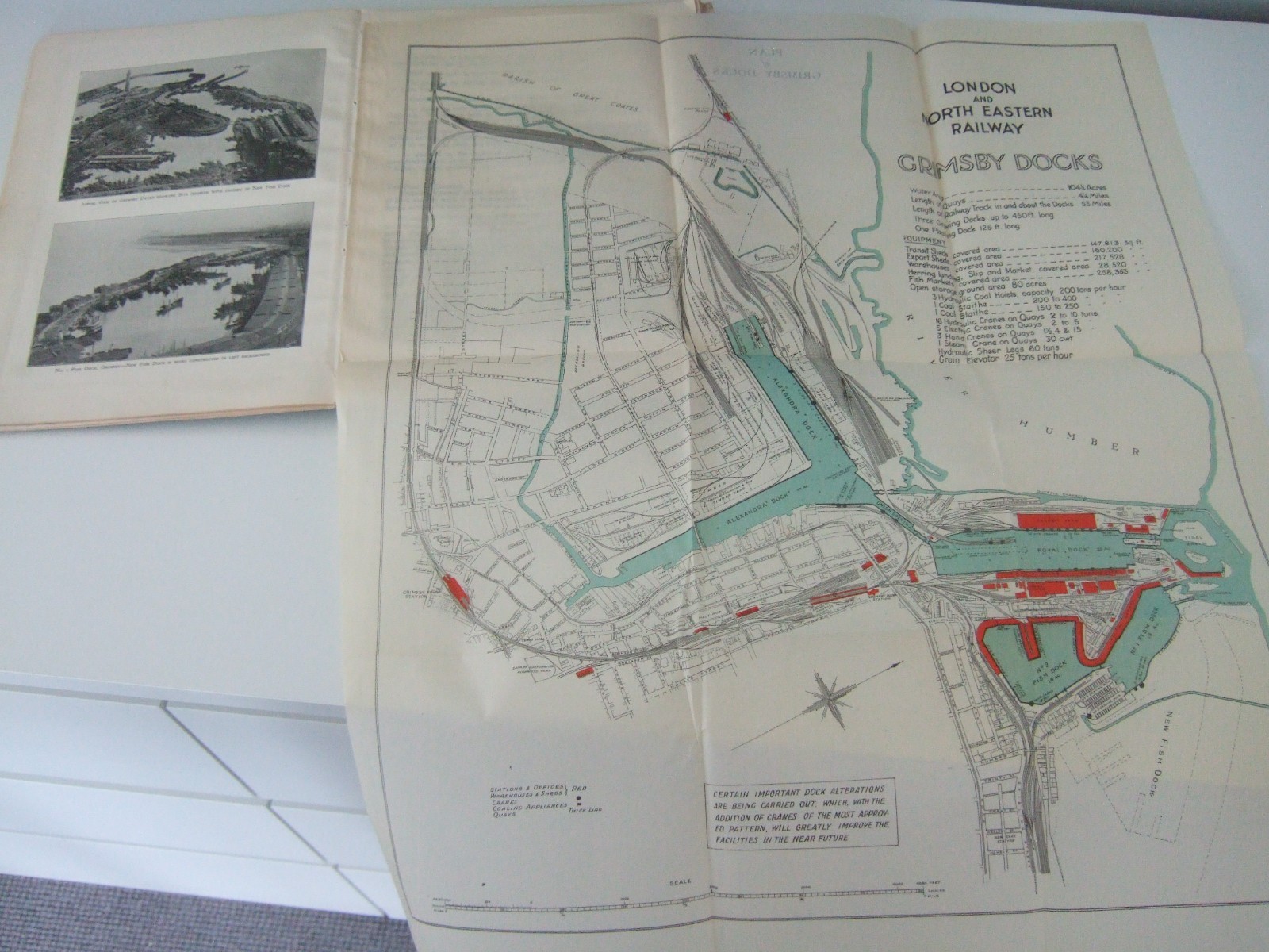 1932 Ports of the LNER Book. 9 Fold-Out Plans. Dock Information. Incomplete