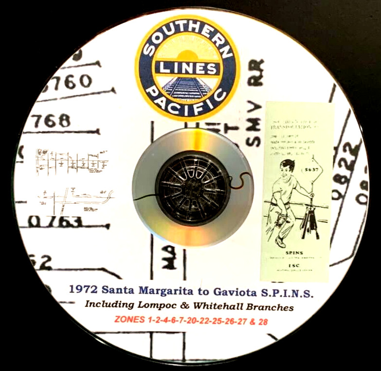 Southern Pacific RR 1972 Santa Margarita to Gaviota SPINS PDF pages on DVD
