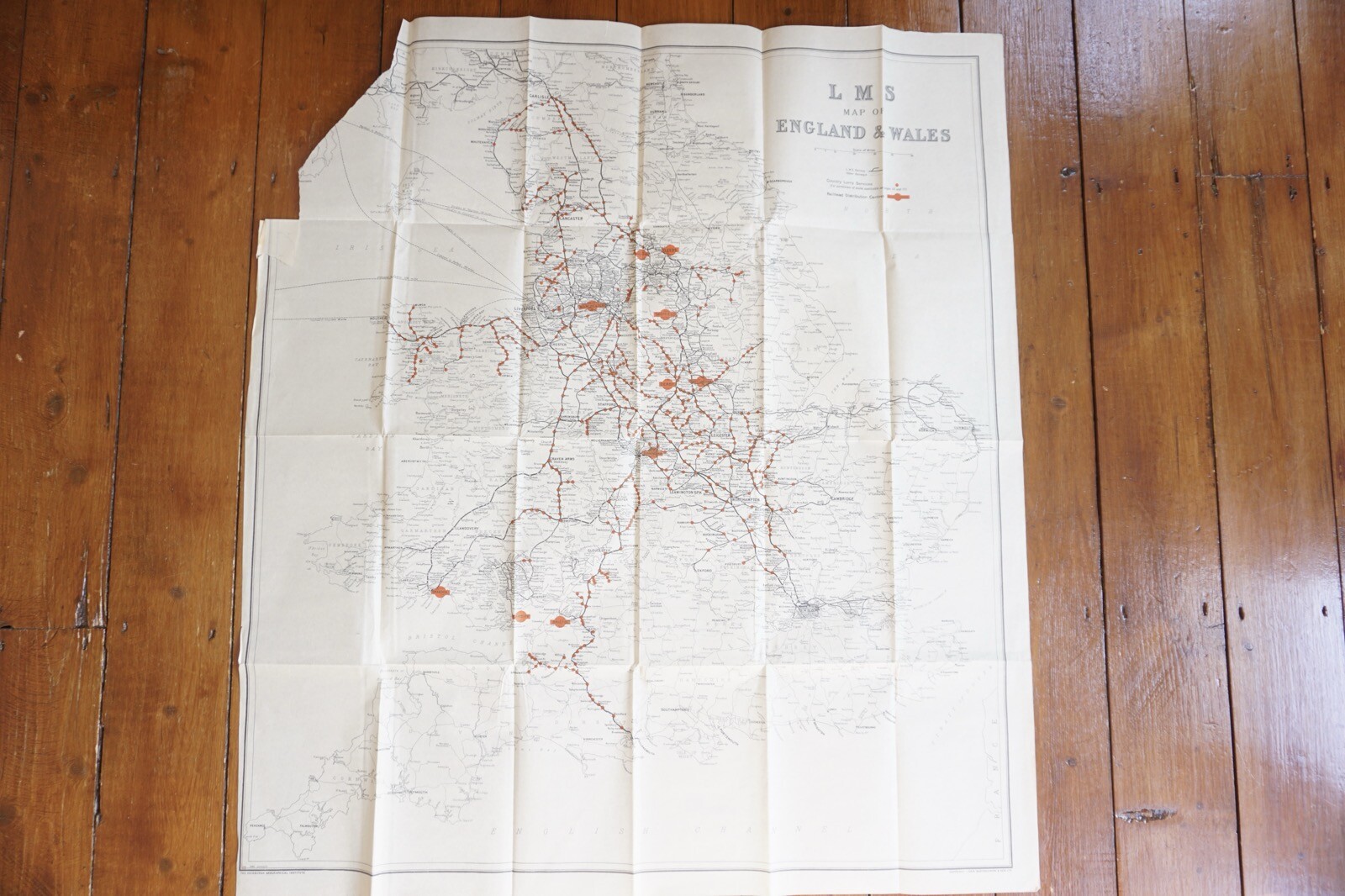 LMS England & Wales Railhead Distribution Centres Railway Map