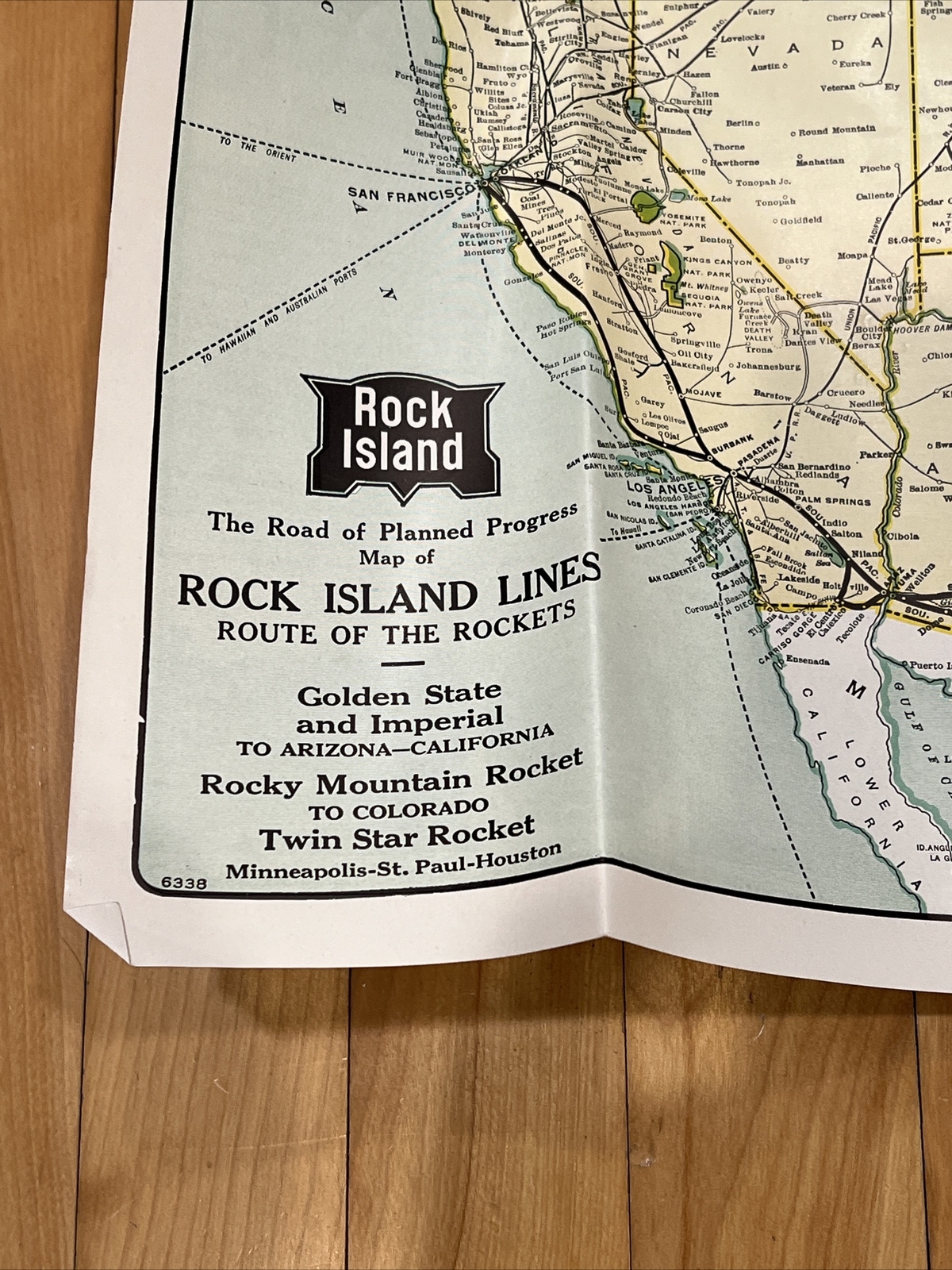 1947 Rock Island Railroad Lines Map Trains Locomotive