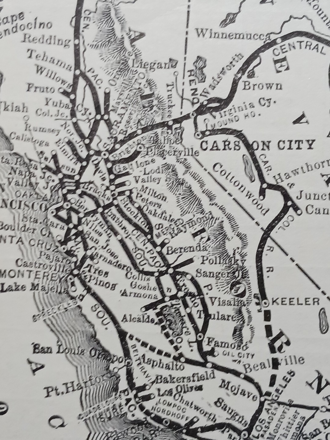~1904 Train Route Map SOUTHERN PACIFIC SYSTEM California Arizona Railroad Lines