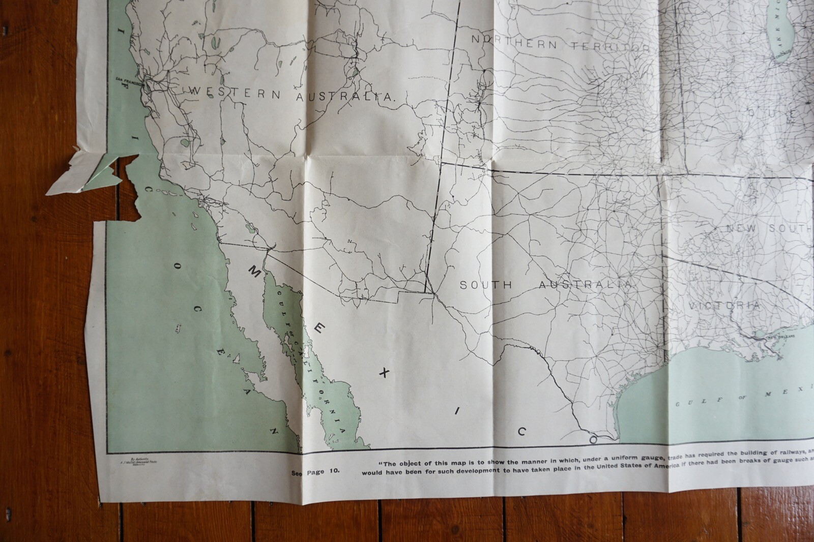 1922 Uniform Gauge USA and Australia Railway Map