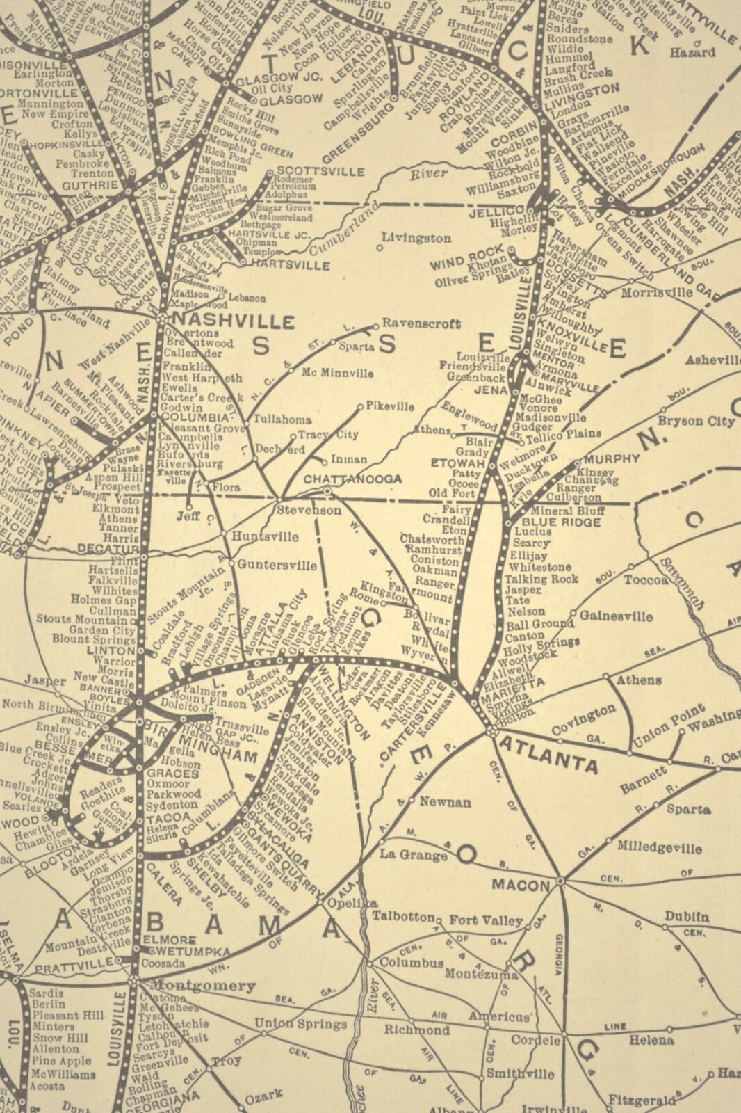Vintage LOUISVILLE and NASHVILLE Railroad Map New Orleans Pensacola ca 1914