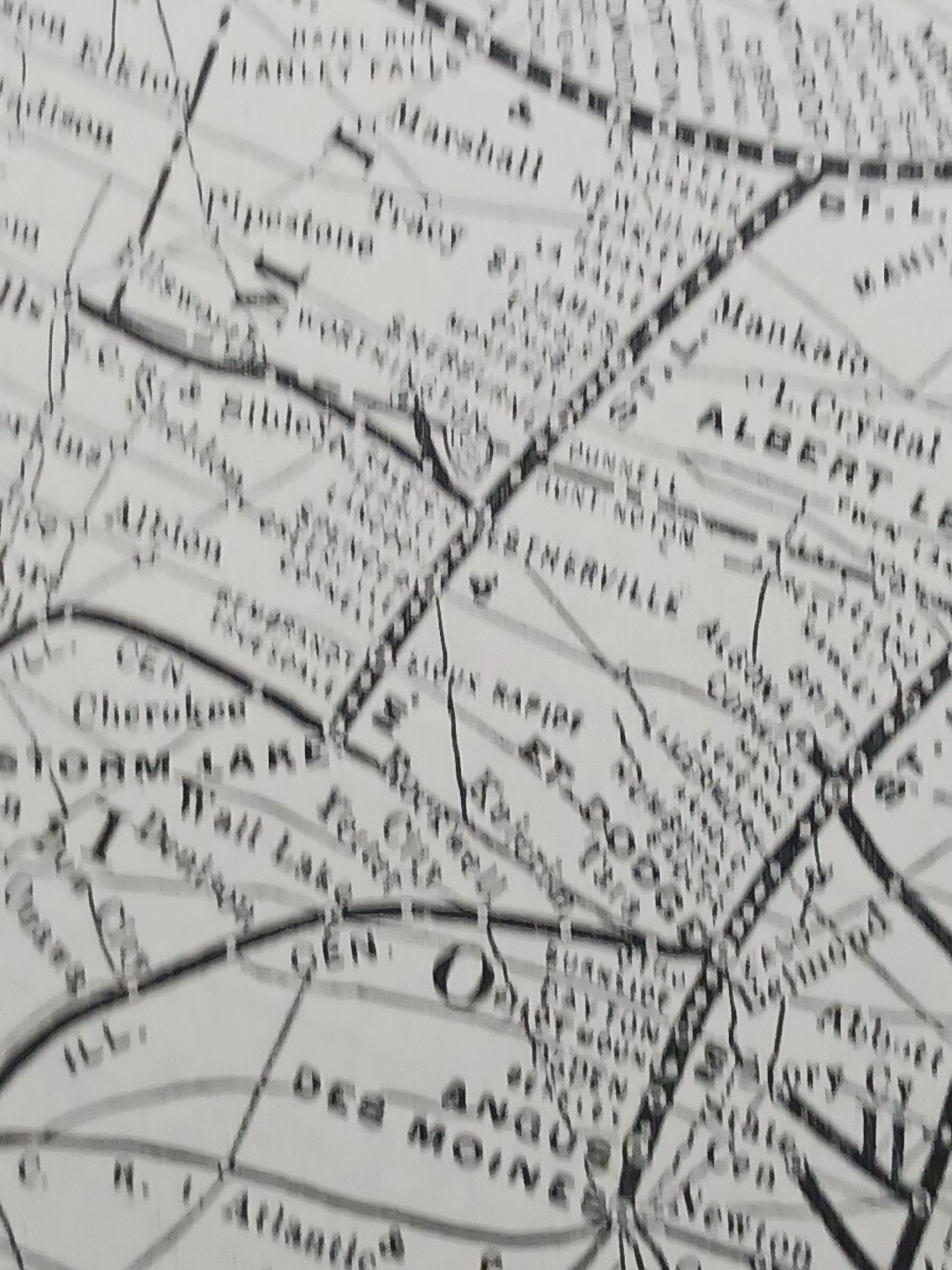 ~1904 Train Route Map MINNEAPOLIS & ST LOUIS RAILROAD antique Railway stations