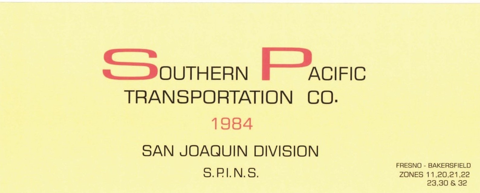 Southern Pacific RR 1984 San Joaquin Fresno-Bakersfield SPINS PDF pages on DVD