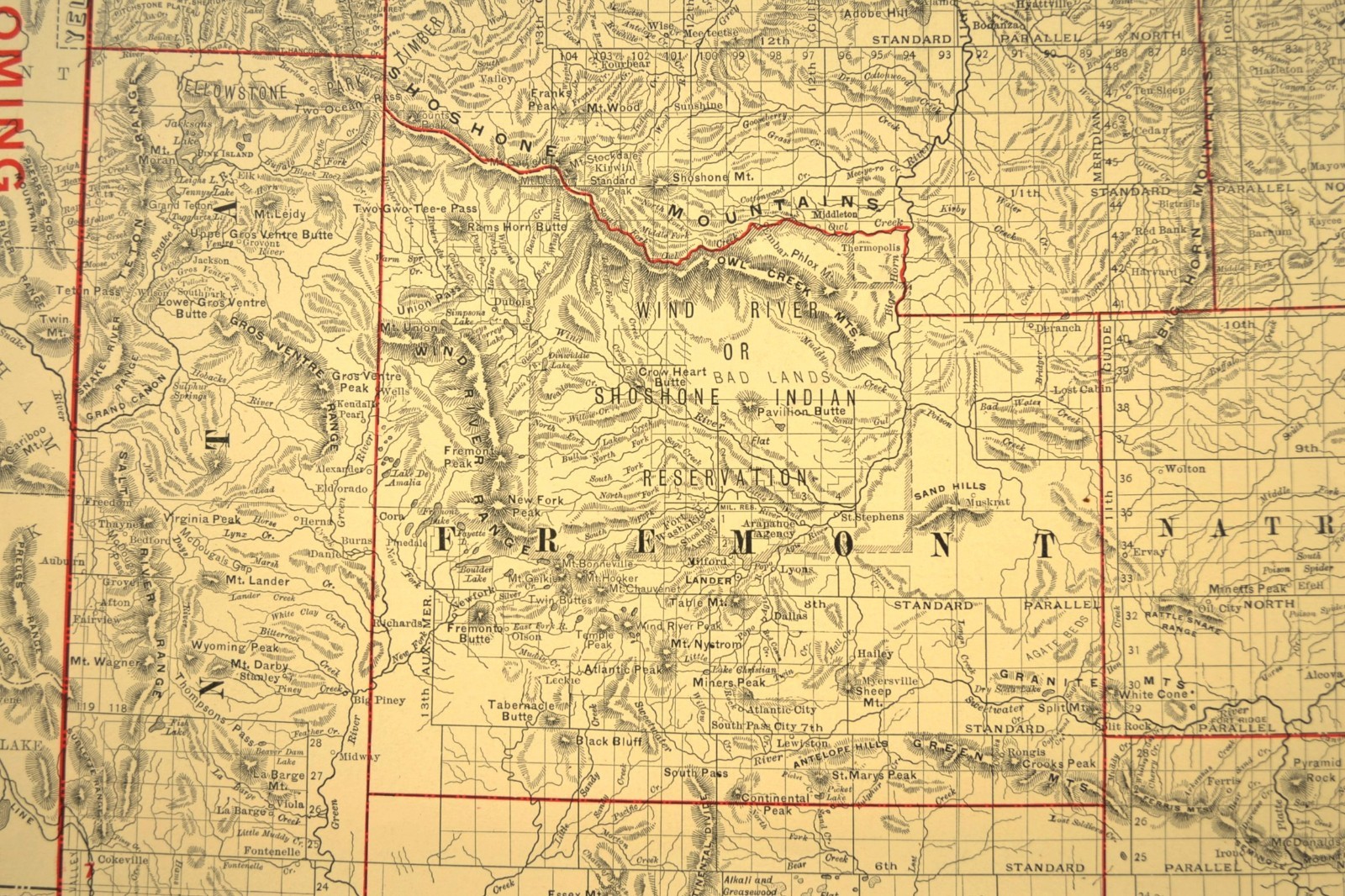 1901 Antique Wyoming Railroad Map Large Atlas UP RR Wind River Reservation DATED