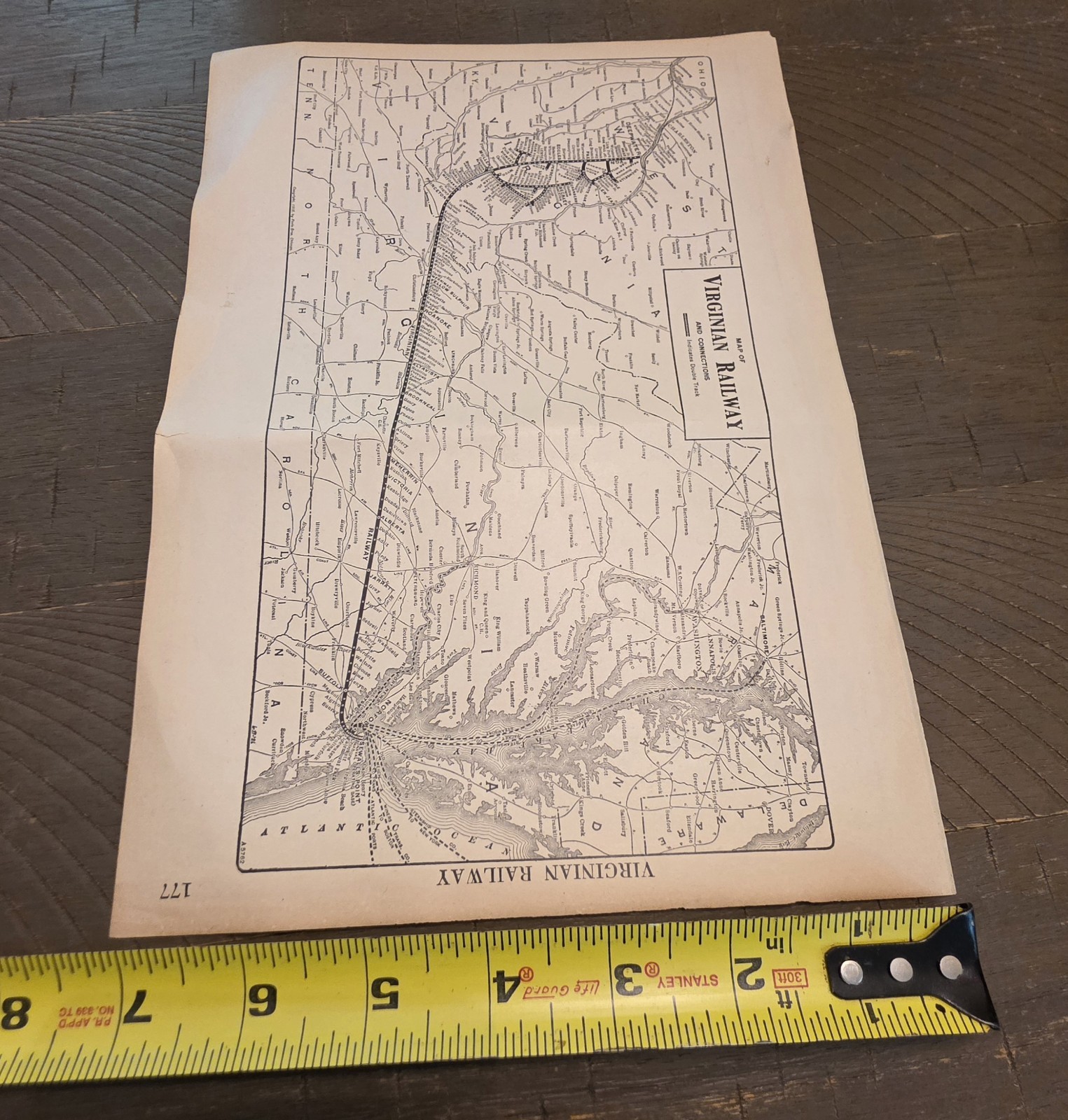 1918 By Poole Bros Two Sided Map Wabash System And Virginia Railroad 11″ x 7.5″