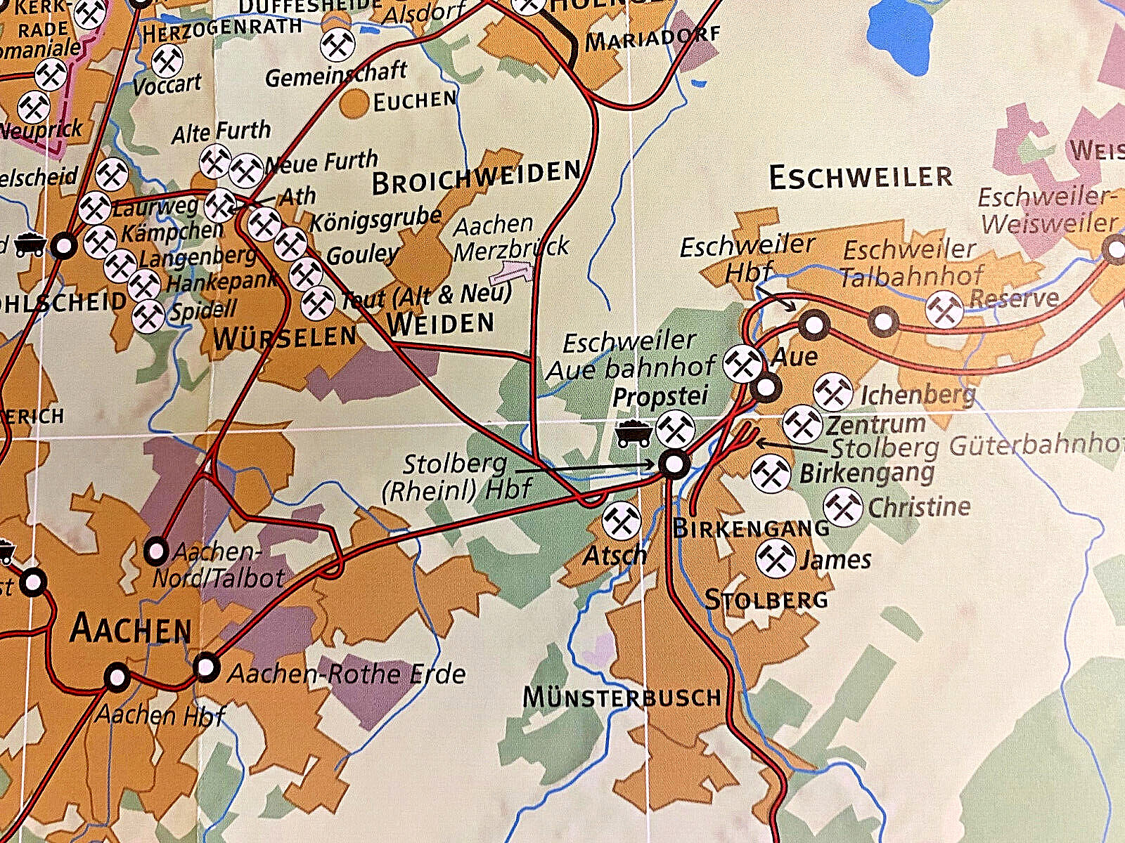 Carboon Rail 1955 dedicated historical coal railway map in three countries
