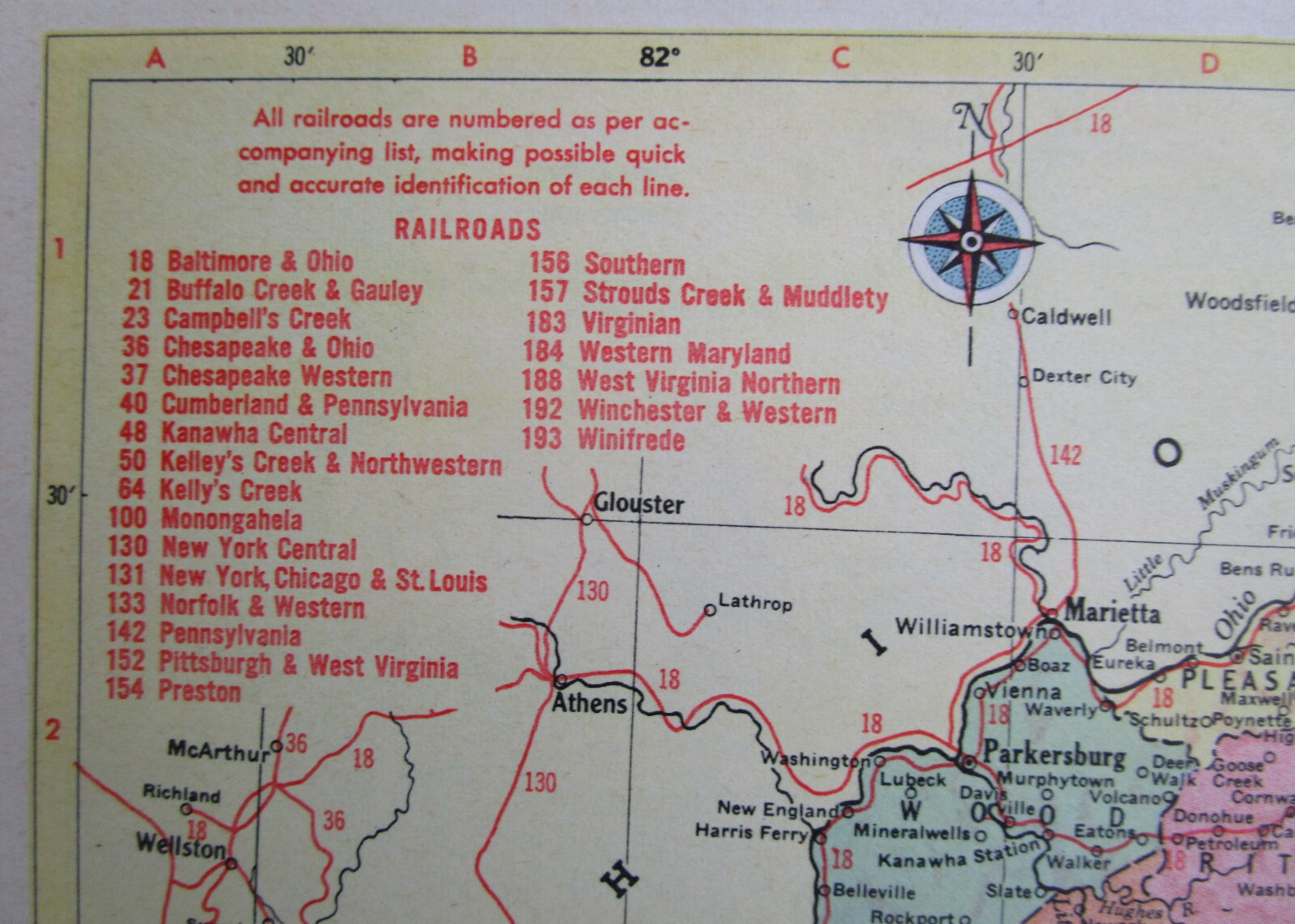 WA WV 1955 WASHINGTON State RAILROAD Map WALLA WALLA VALLEY ~or~ WEST VIRGINIA