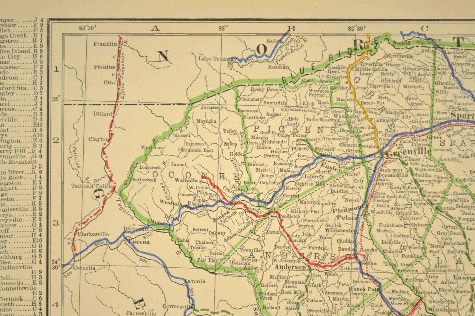 1914 Antique Map of SOUTH CAROLINA Railroads Map ORIGINAL Atlas Map ACL RR DATED