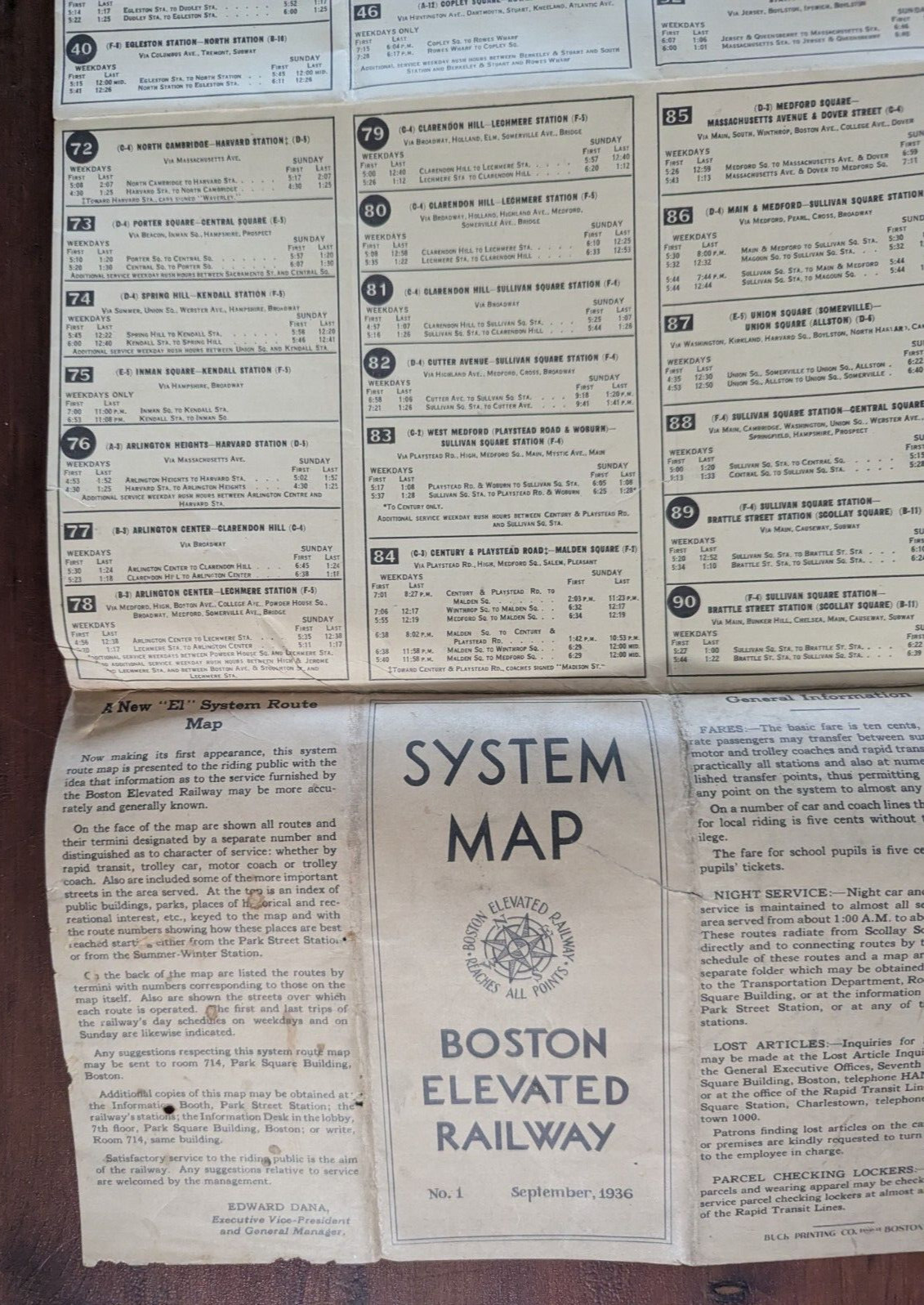 Boston Elevated Railway System Map Booklet 1936
