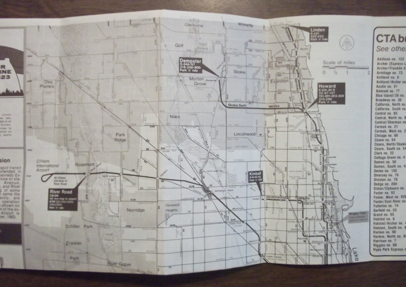 1983 Spring-Summer CHICAGO TRANSIT AUTHORITY CTA ROUTE MAP