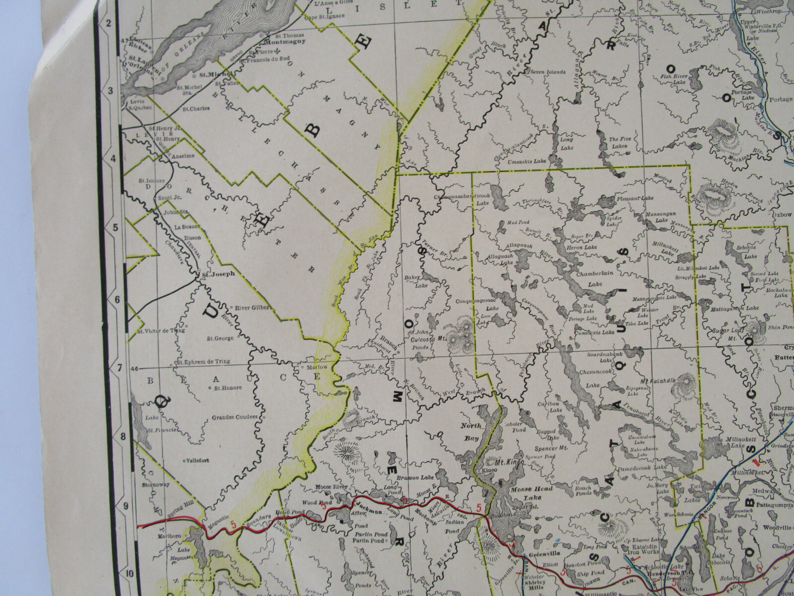 ME 1903 MAINE STEAM / INTERURBAN RAILROAD MAP. AS IS. HEAVY FOLDS BUT COMPLETE