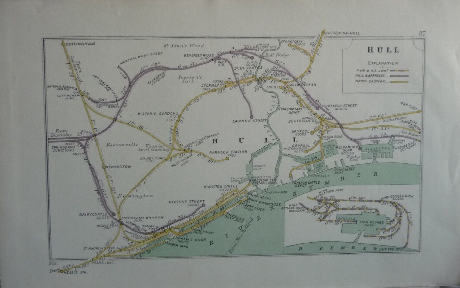 EB06 – 030 – Railway Clearing House Map – Hull – 1922
