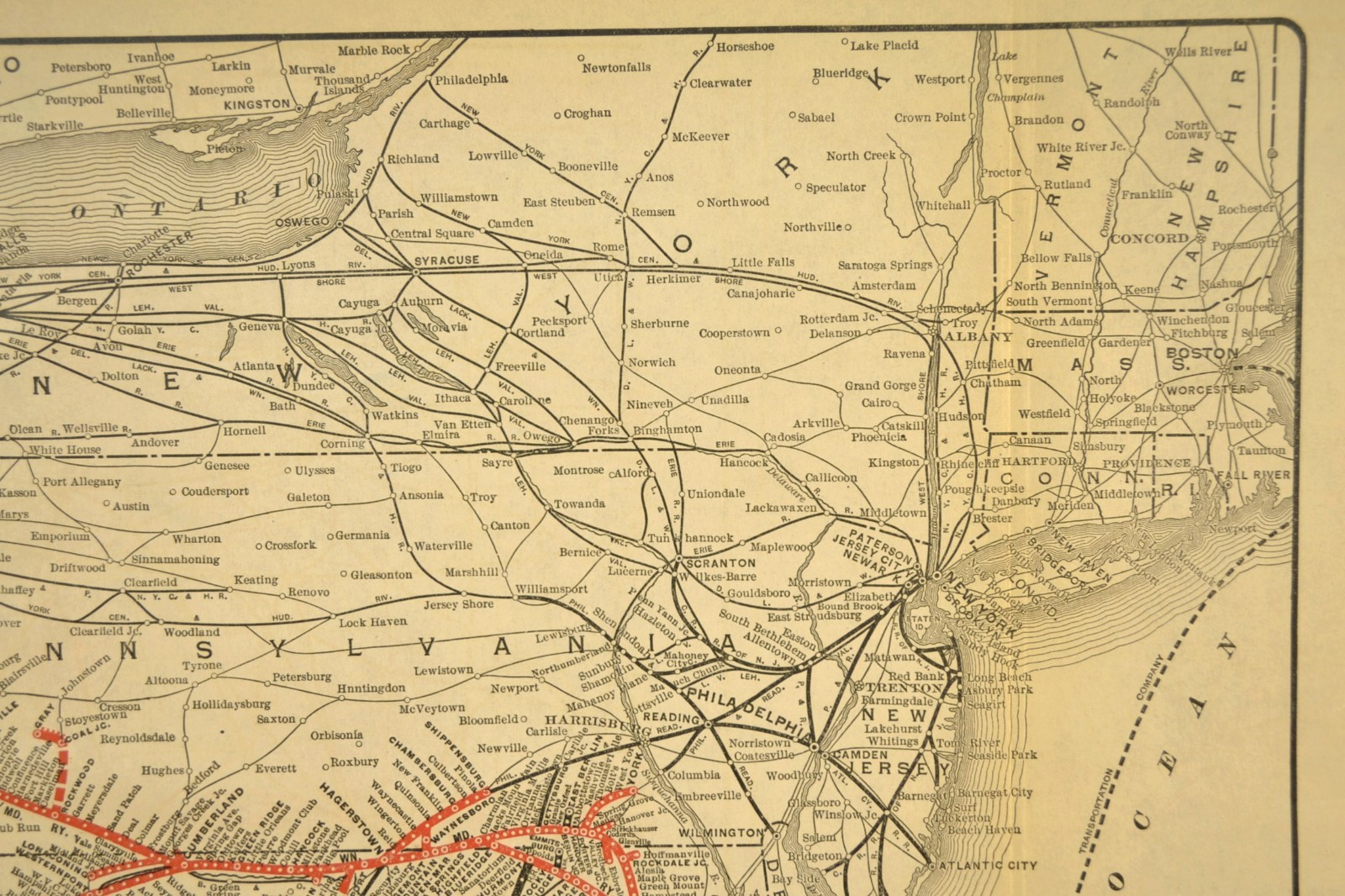 Antique WESTERN MARYLAND RAILWAY Map WM Railroad LARGE Mason Dixon Line