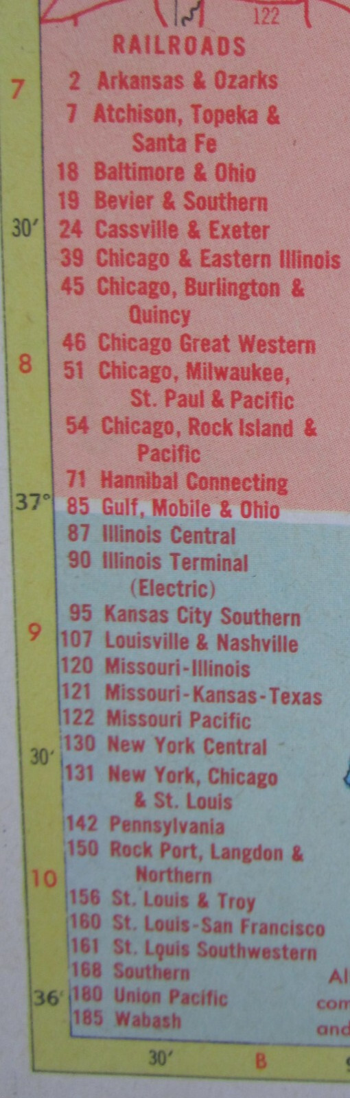 MS MO 1953 MISSISSIPPI RAILROAD Map CANTON & CARTHAGE RR or MISSOURI 1950s WAB