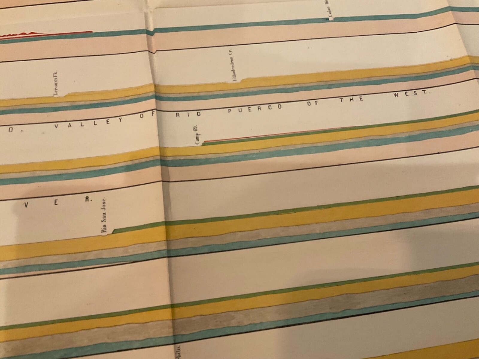 US ARMY TRANSCONTINENTAL 1855 COLOR CHART ROUTE TO YHE PACIFIC DETAILED 1855
