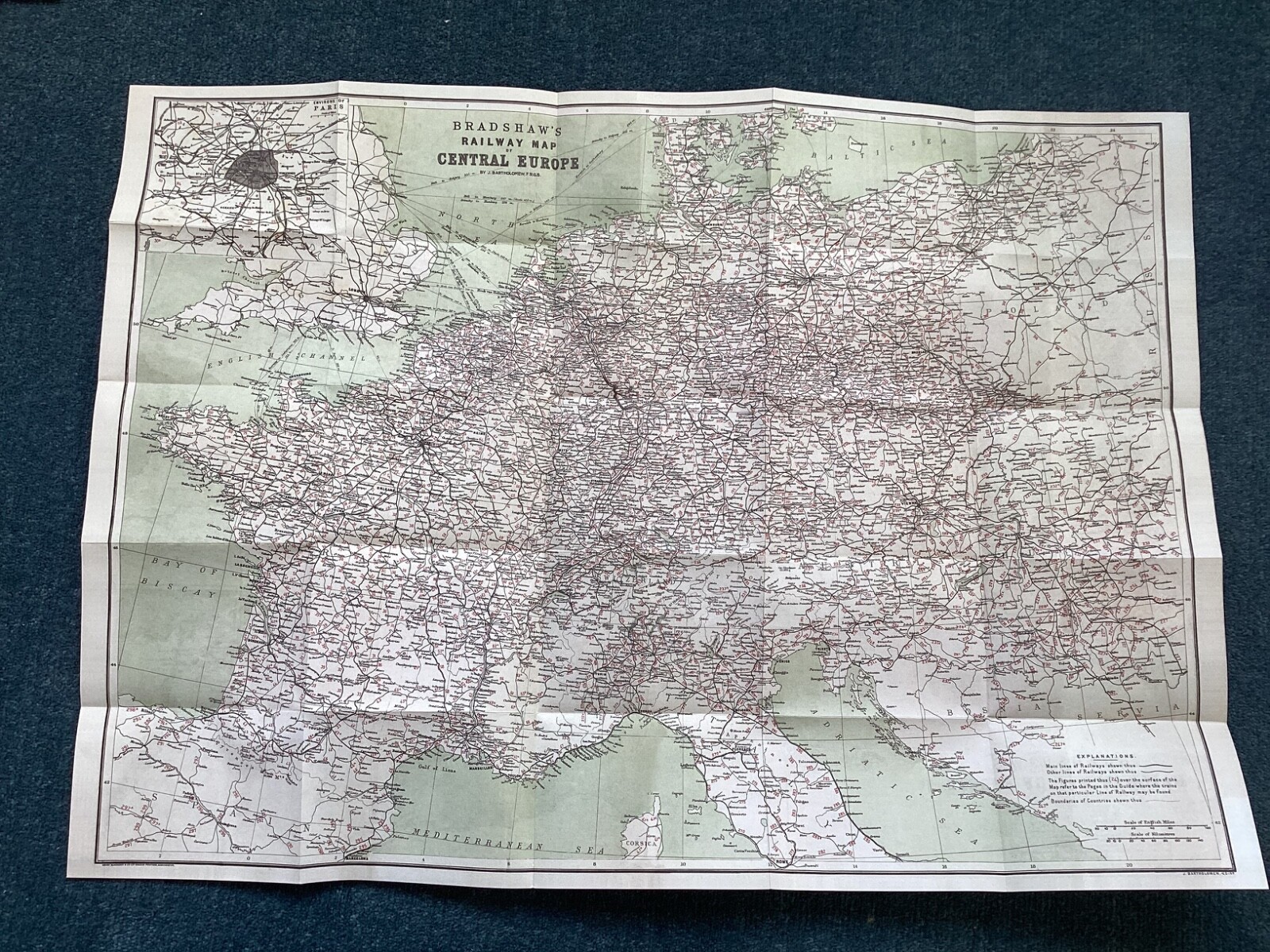 Large Bradshaws Railway of Europe, Central Europe etc on Printed Both Sides