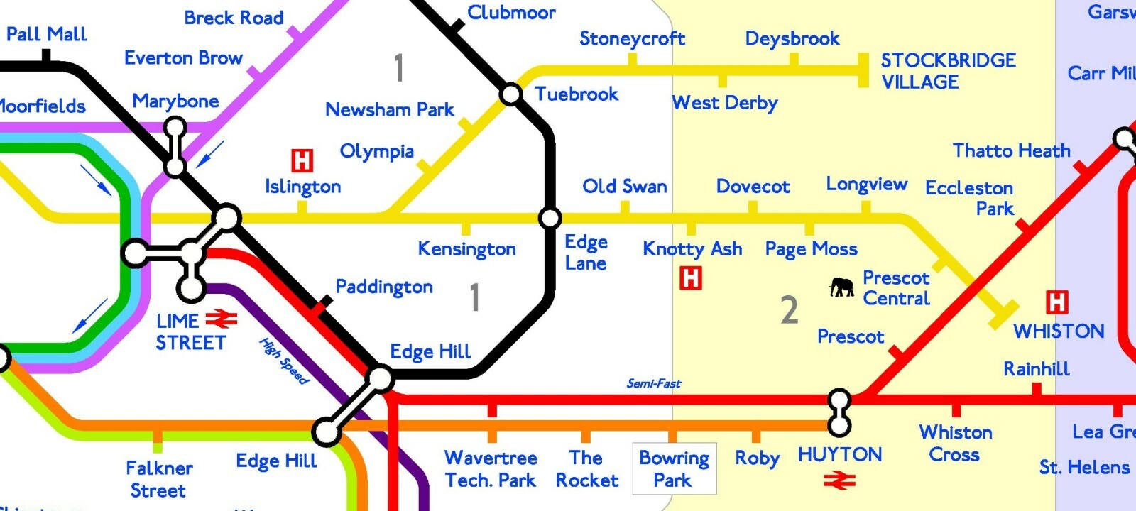 Liverpool Underground Tube Map – Large Artwork Maxi Poster – London Underground