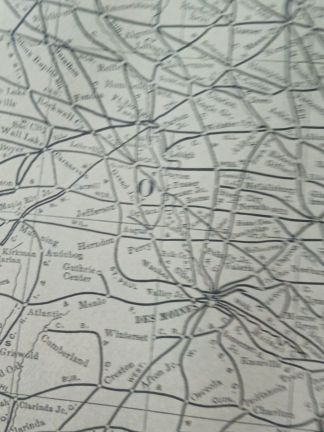 1905 Train Route Map IOWA & MISSOURI all Railroad Lines marked 11″x9″ Stations