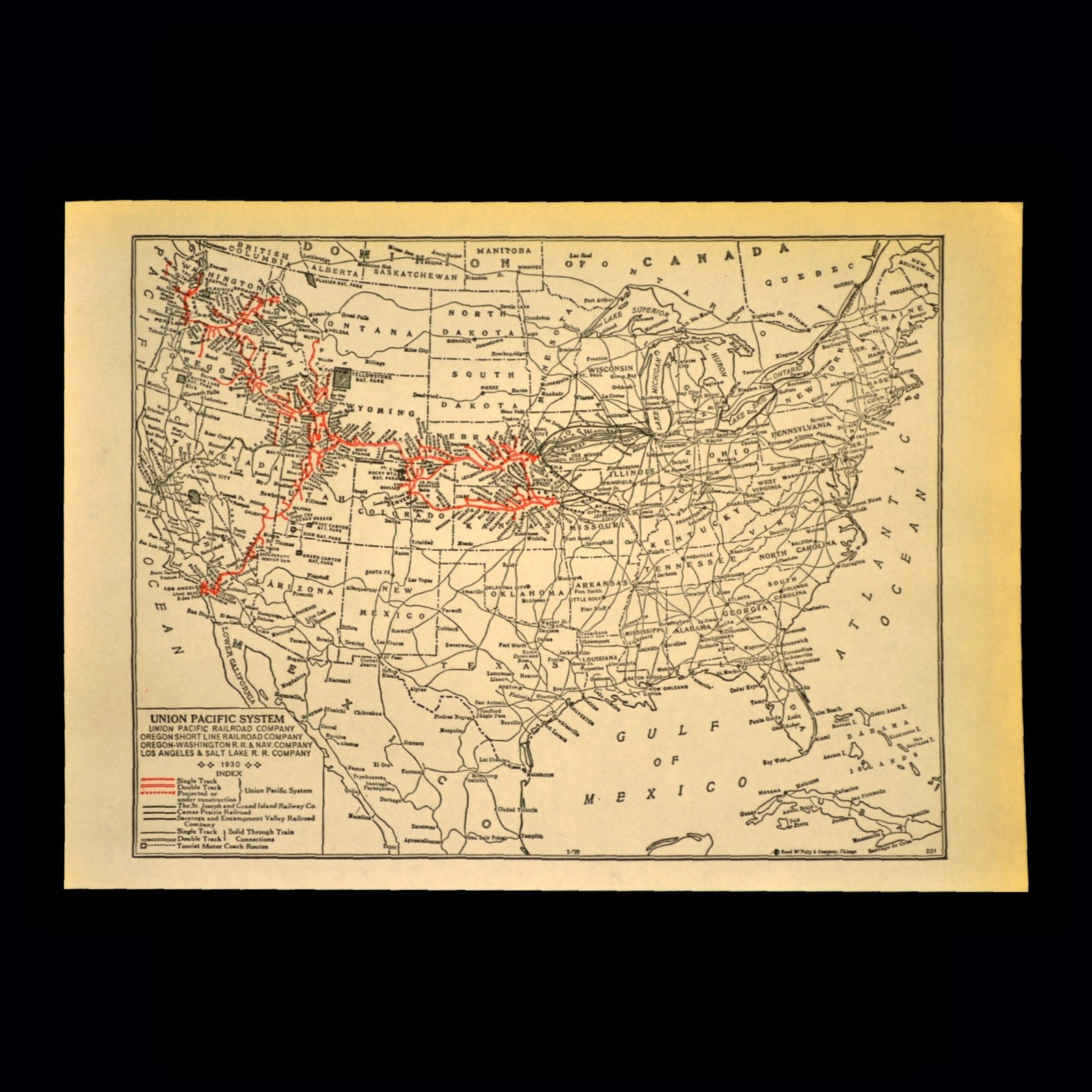 Vintage UNION PACIFIC Railroad Map RR System Original Antique ca 1939