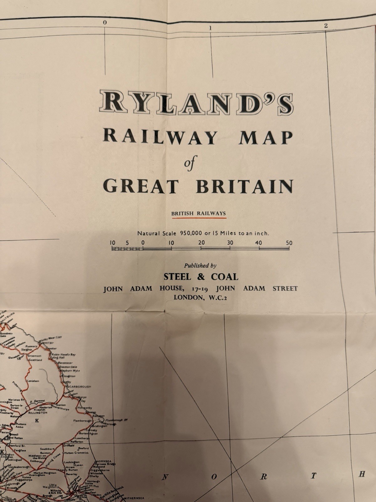 Vintage 1952 Ryland’s Railway Map of Great Britain – Original