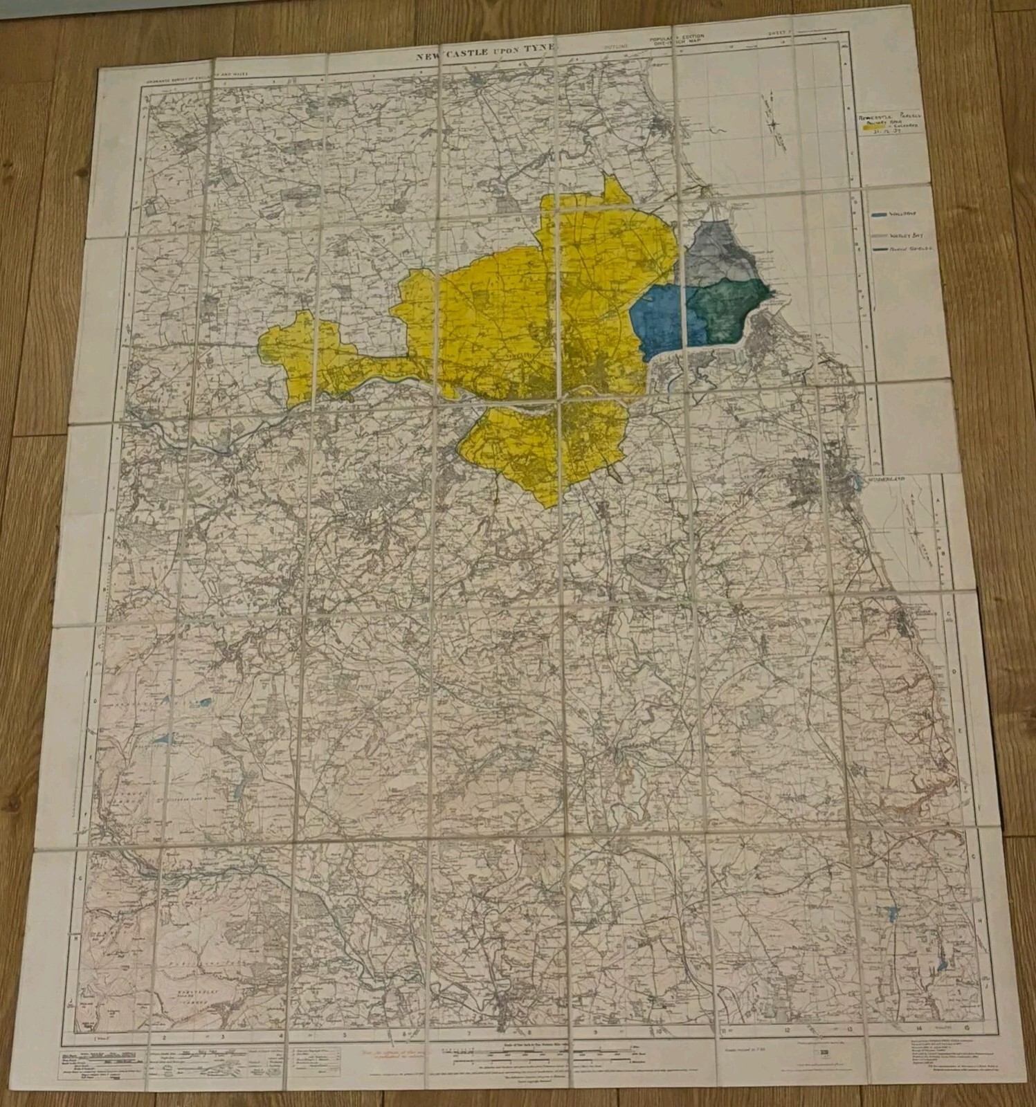 Newcastle 1929 NERMap Railway Parcels delivered Handwritten Map Whitley Bay +