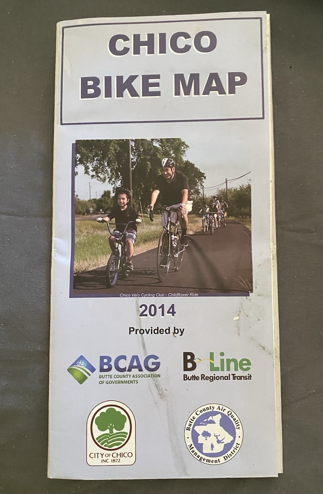 CHICO California BIKE MAP Hand-Held Foldable 2-Sided Trails, Bike Lanes 2014