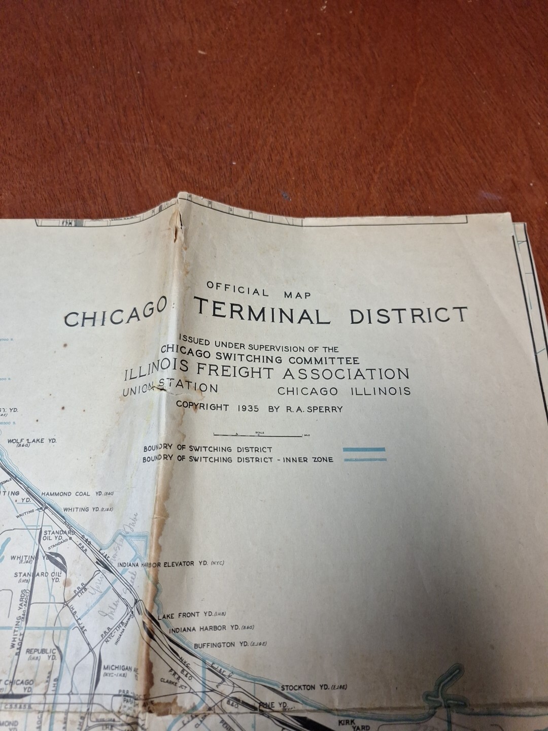 HTF 1935 Official Chicago Switching Committee Railroad Terminal District Map