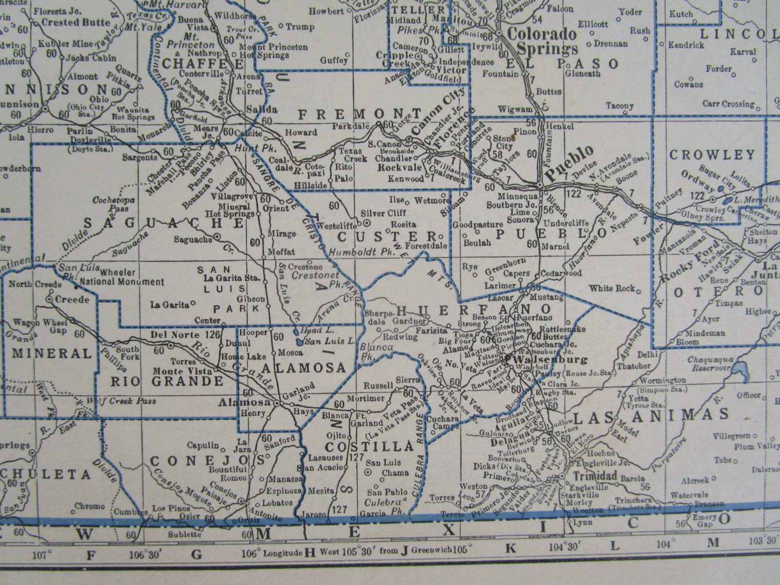 15% off. CO CT GREAT DEPRESSION era 1931 COLORADO RAILROAD Map or CONNECTICUT